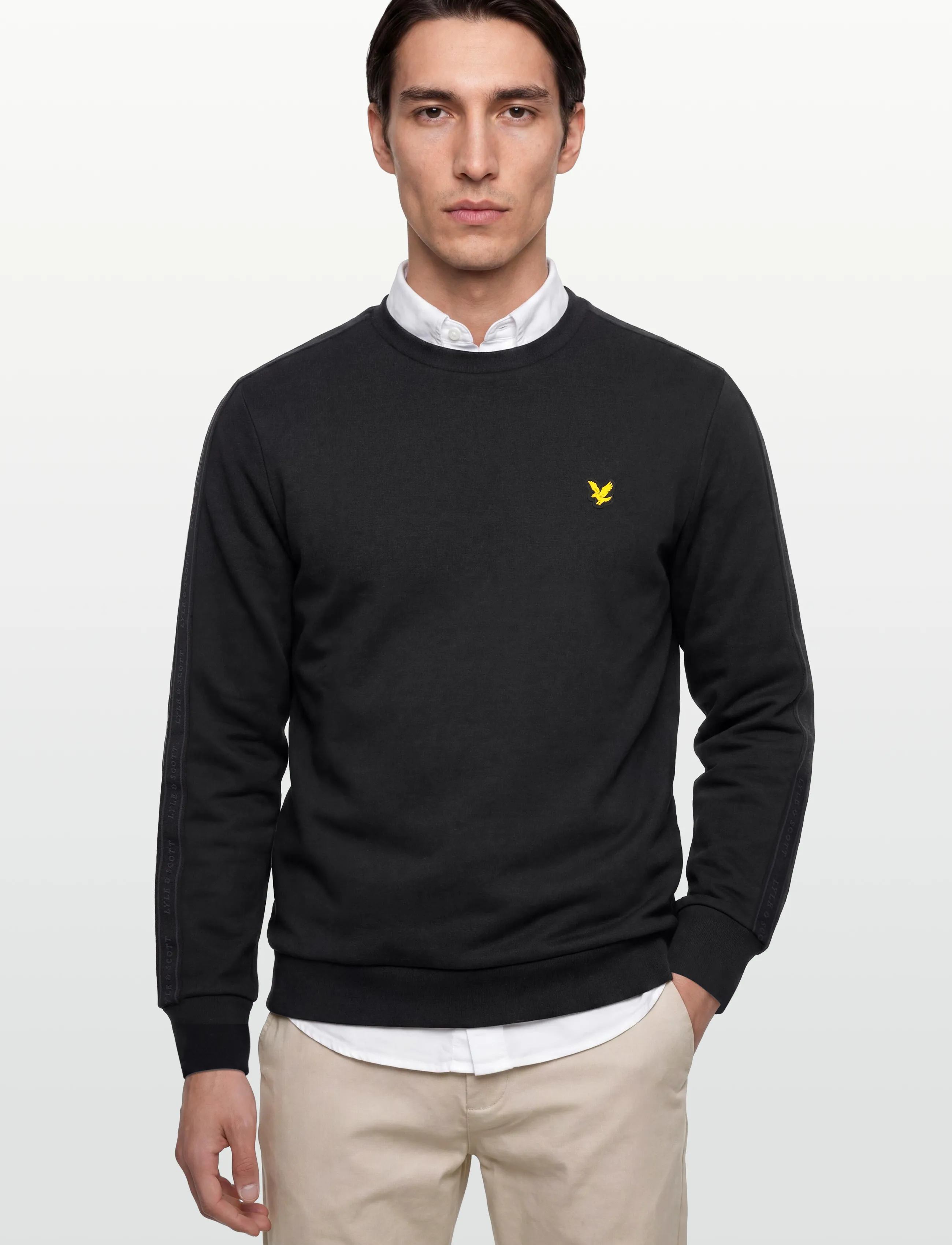 Lyle & Scott Sport - Jacquard Tape Crew Neck - sweatshirts - jet black - 3