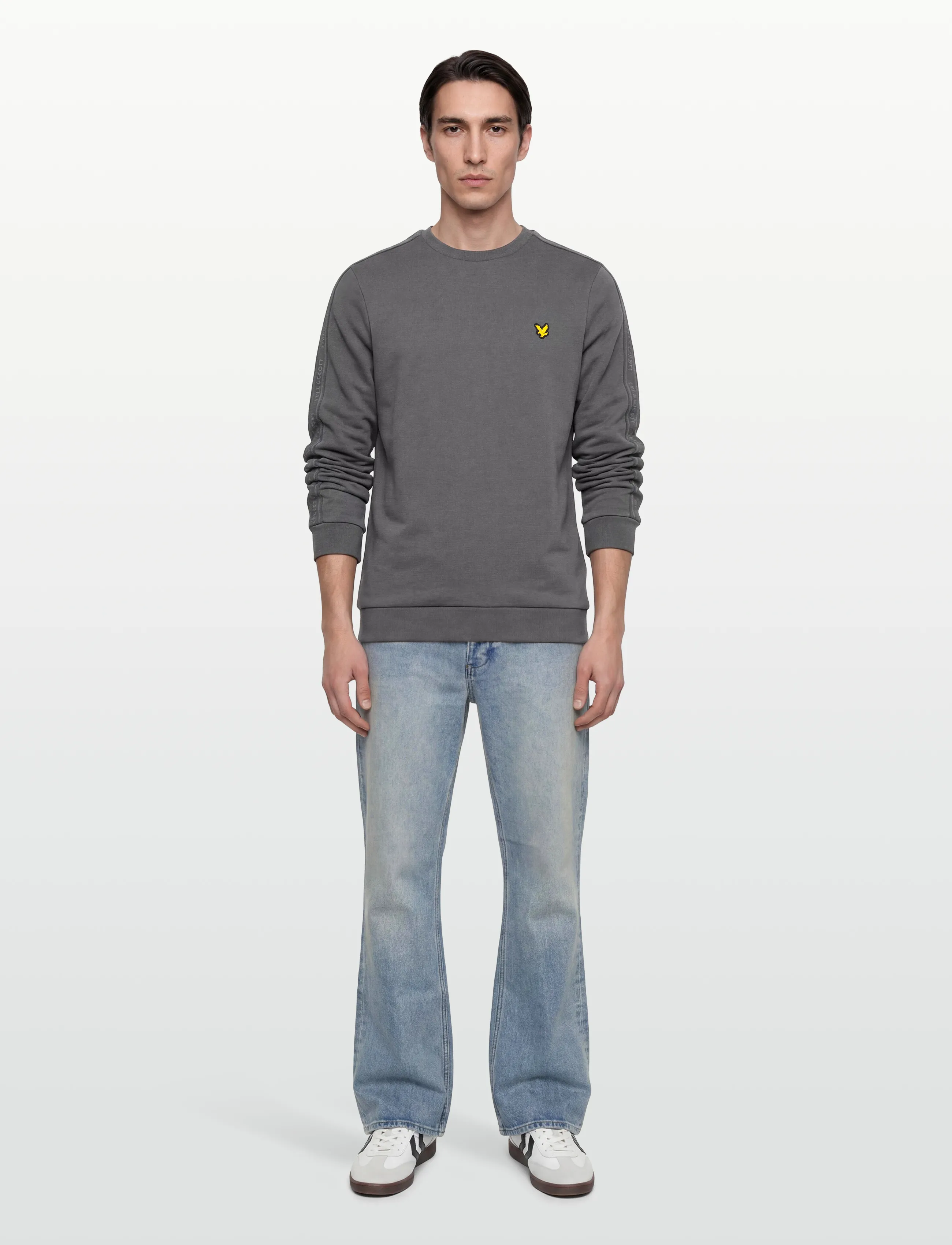 Lyle & Scott Sport Jacquard Tape Crew Neck - Lyle & Scott Golf - MERCURY GREY / grey