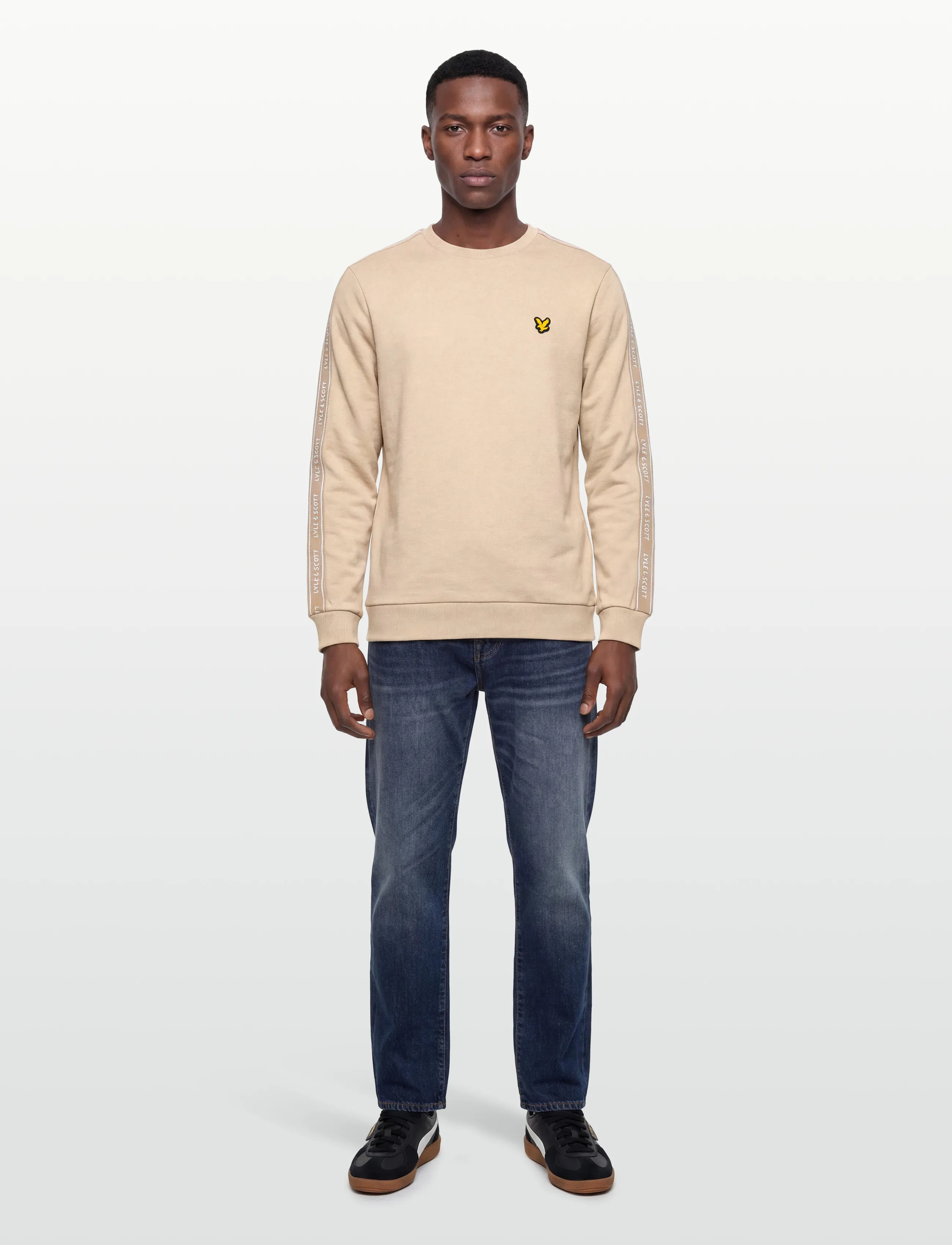 Lyle & Scott Sport Jacquard Tape Crew Neck - Lyle & Scott Golf - VIADUCT / beige
