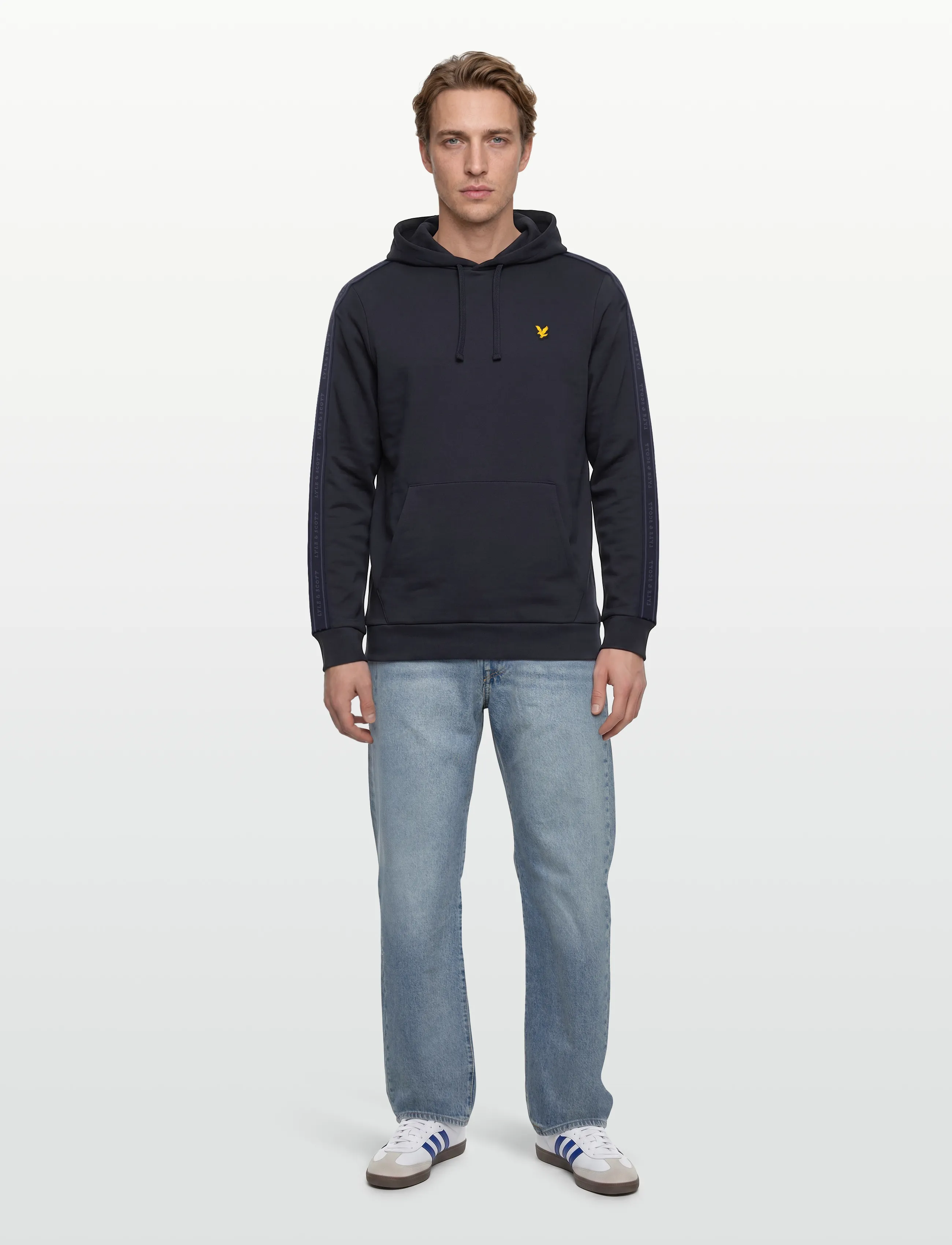 Lyle & Scott Sport Jacquard Tape Hoodie, L, Navy, Sport Sweatshirts & Hoodies > Sport Hoodies, Herre