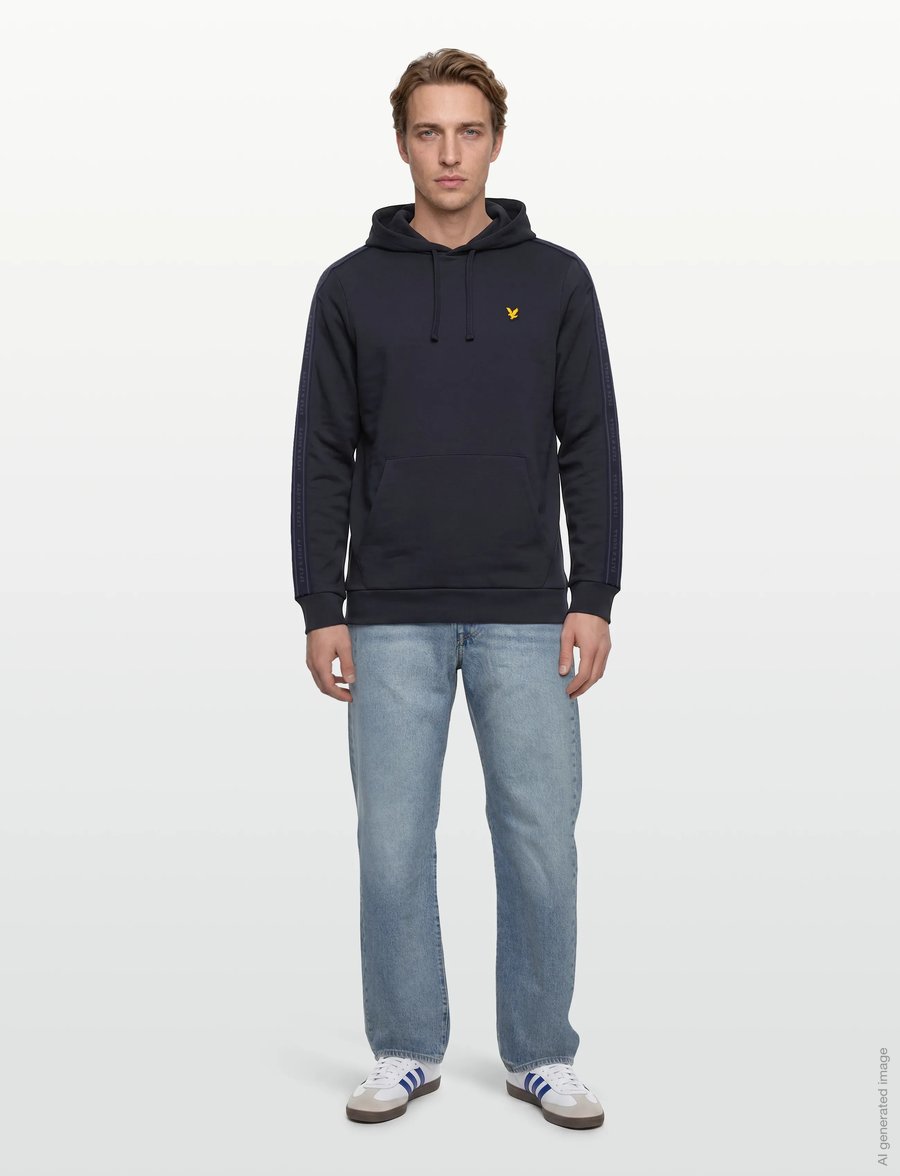 Lyle & Scott Sport - Jacquard Tape Hoodie - oberteile - dark navy - 0