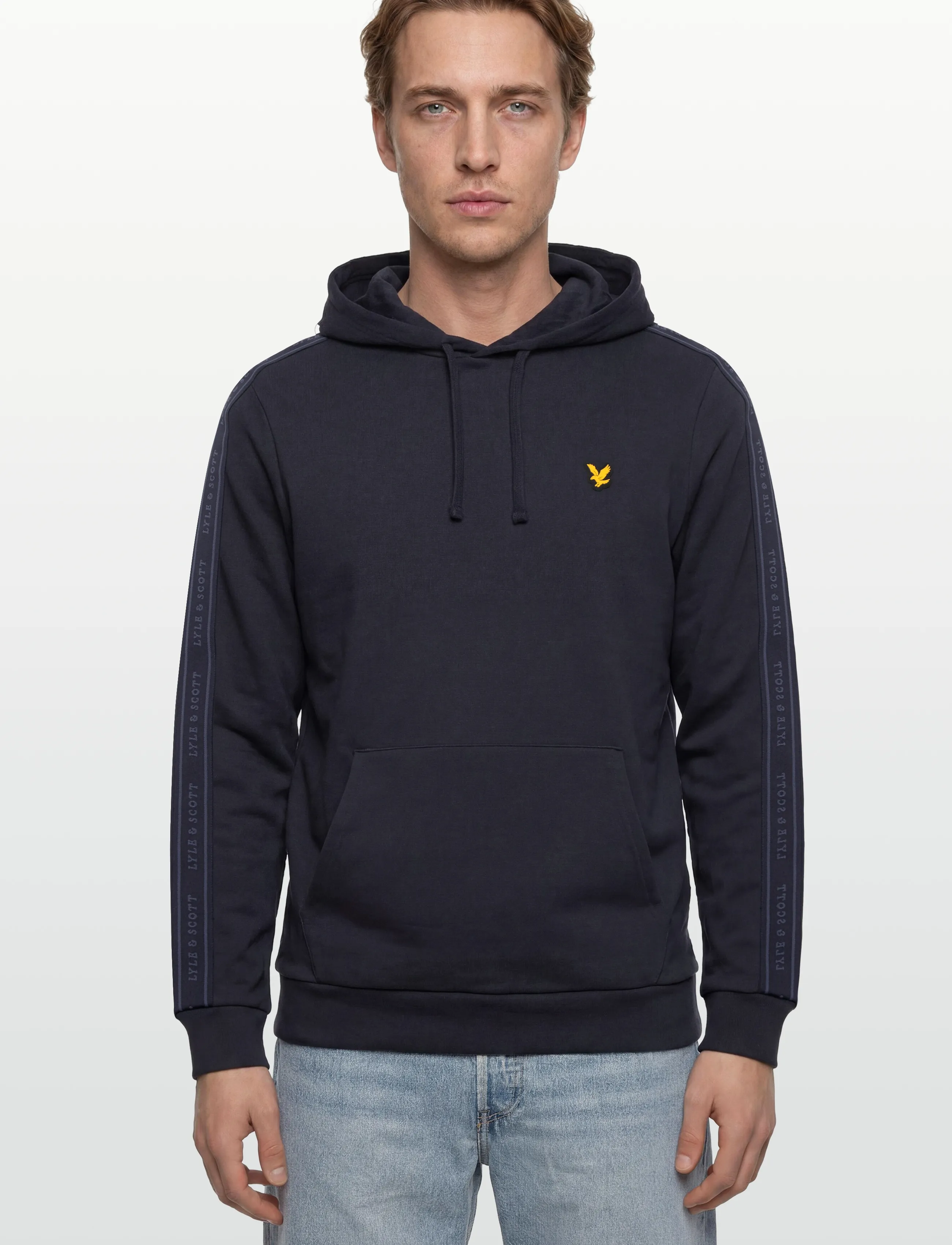 Lyle & Scott Sport - Jacquard Tape Hoodie - toppar - dark navy - 3
