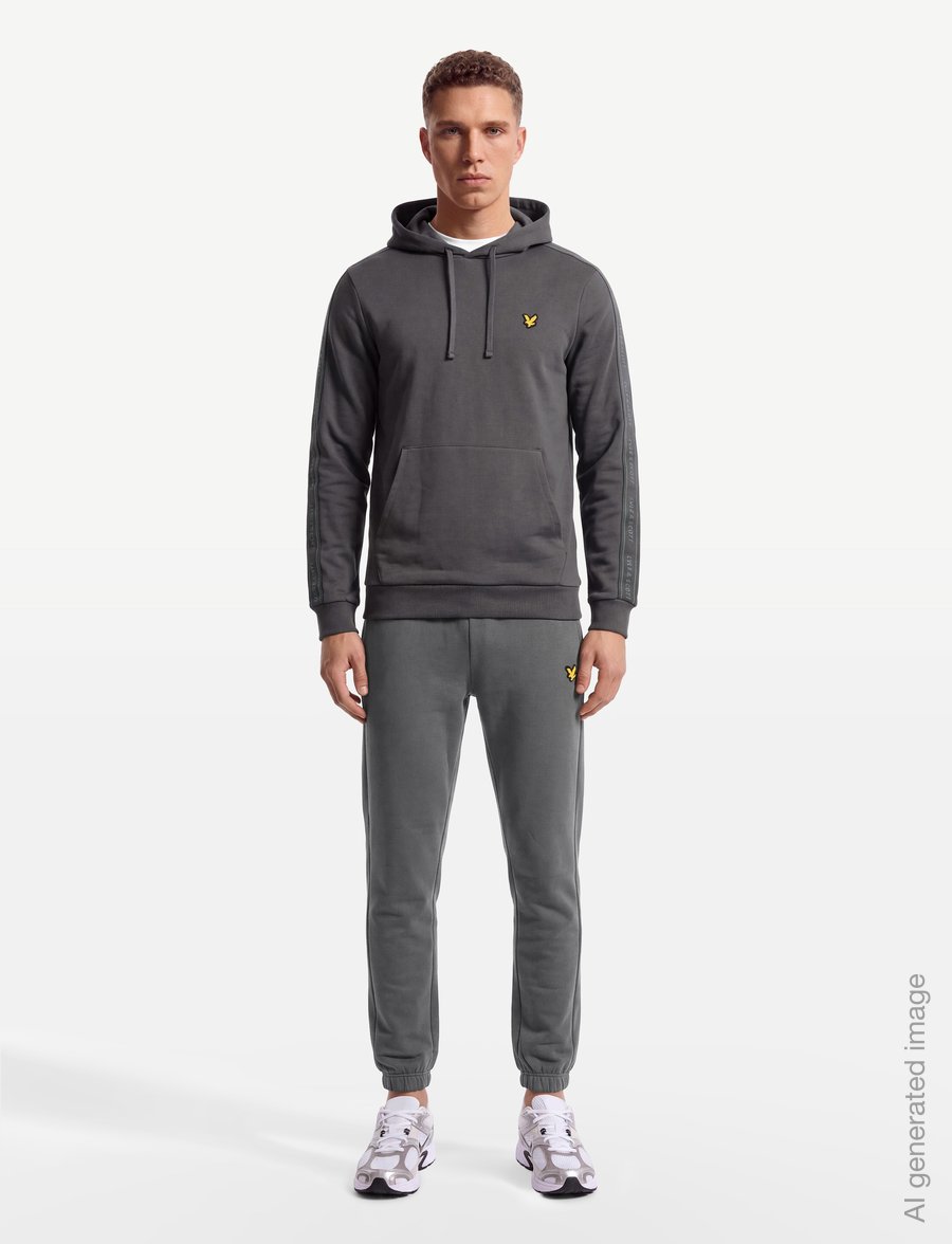 Lyle & Scott Sport - Jacquard Tape Hoodie - huvtröjor - mercury grey - 0