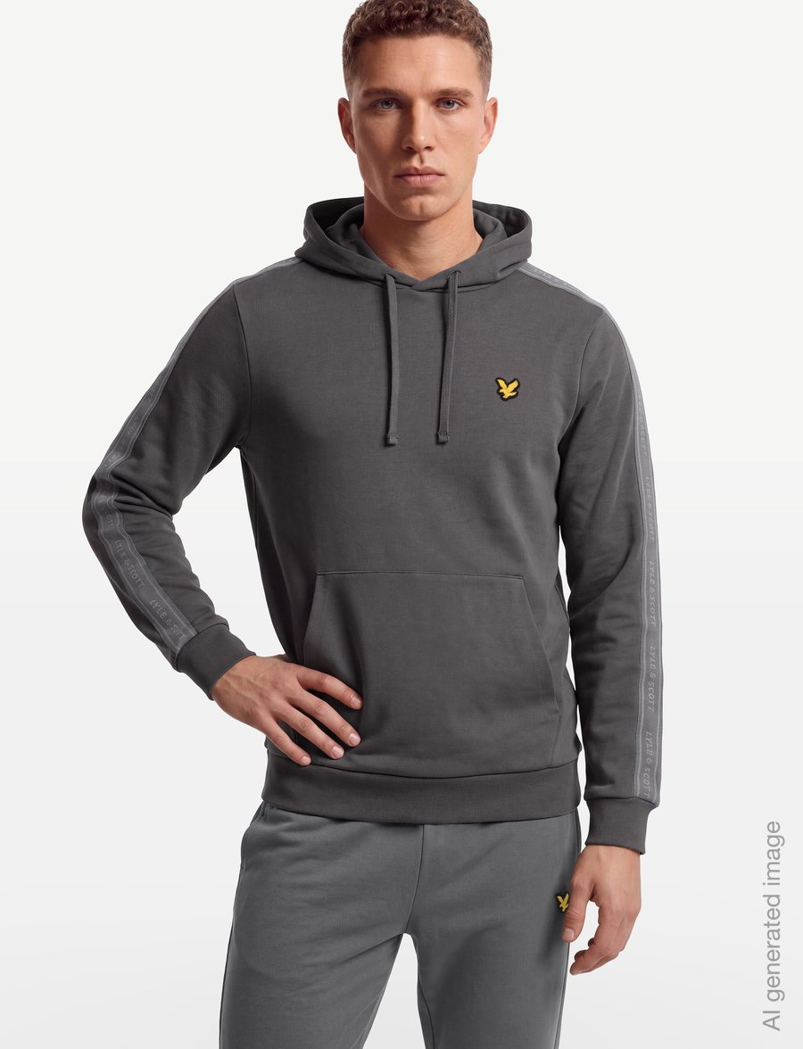 Lyle & Scott Sport - Jacquard Tape Hoodie - huvtröjor - mercury grey - 3