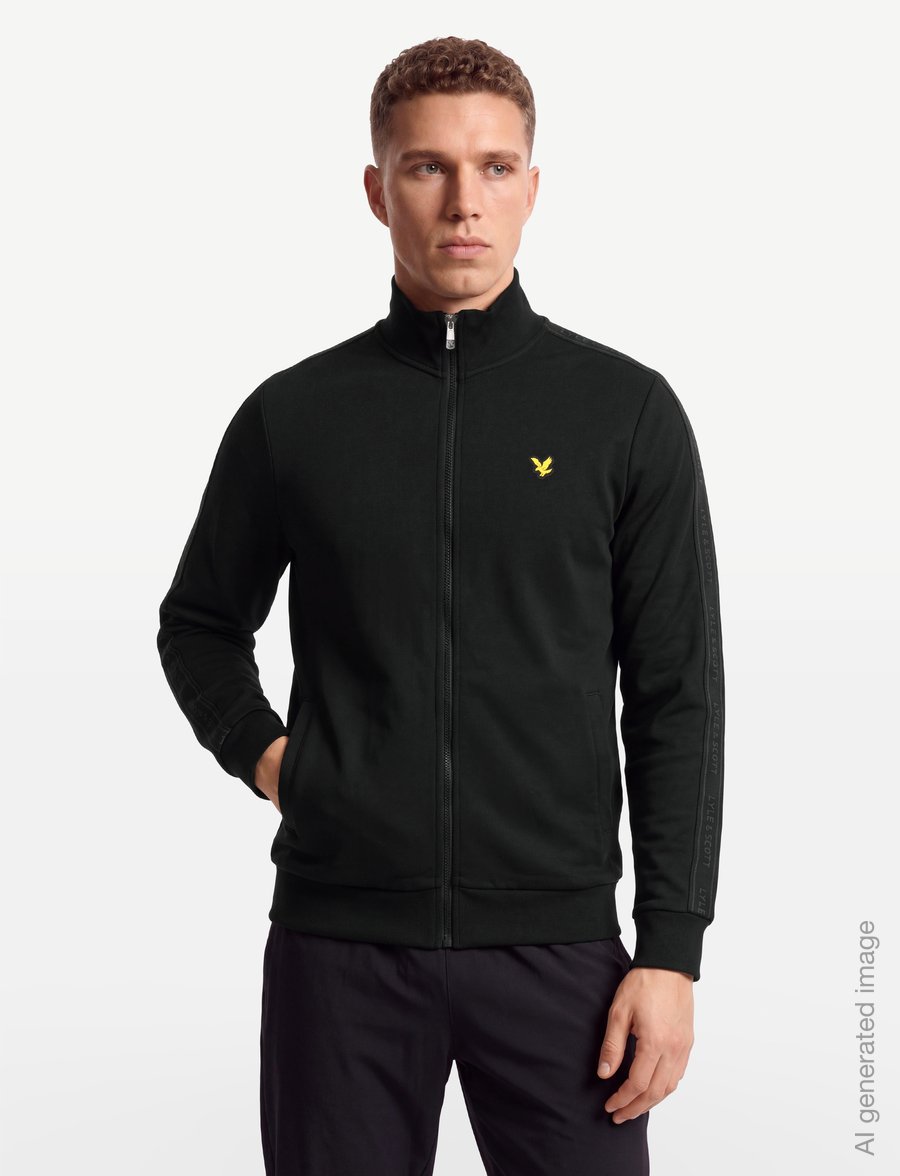 Lyle & Scott Sport - Jacquard Tape Track Top - Íþróttajakkar - jet black - 3