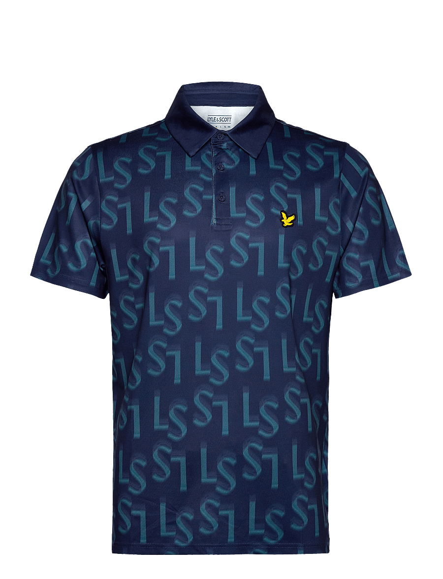 Lyle & Scott Sport - LS Monogram Printed Polo Shirt - poloshirts - x526 ryder blue - 1