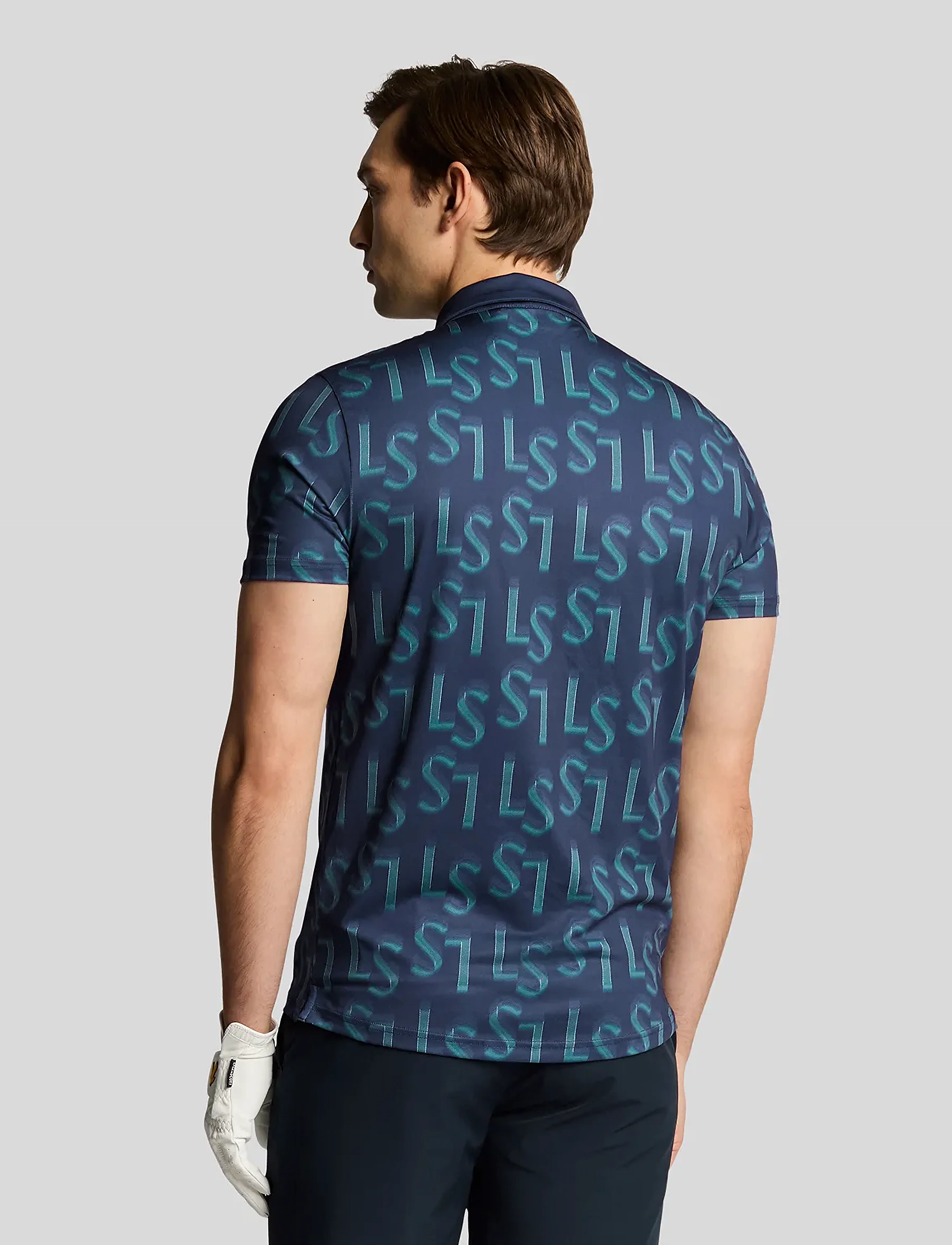 Lyle & Scott Sport - LS Monogram Printed Polo Shirt - pólóbolir - x526 ryder blue - 3
