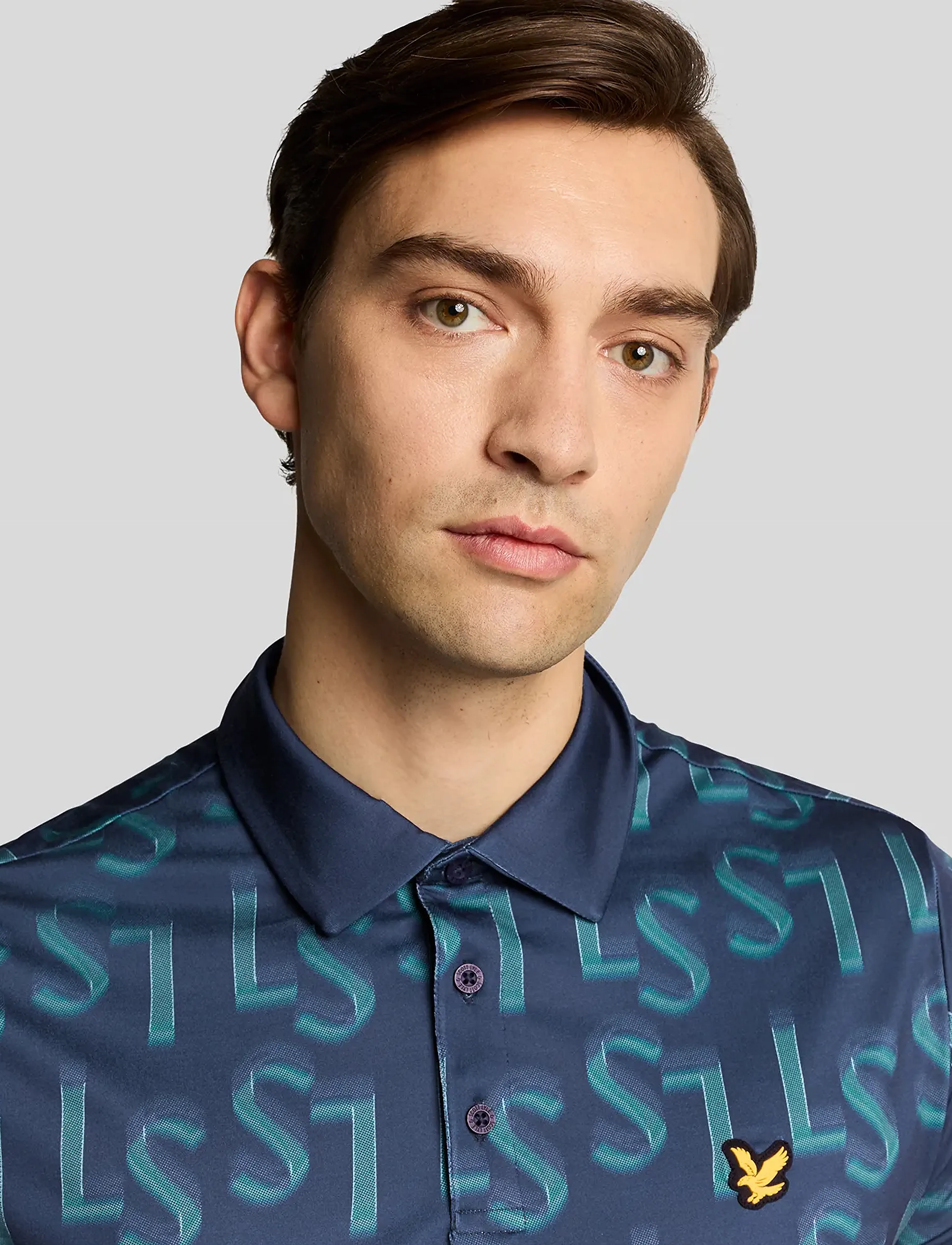 Lyle & Scott Sport - LS Monogram Printed Polo Shirt - pólóbolir - x526 ryder blue - 4