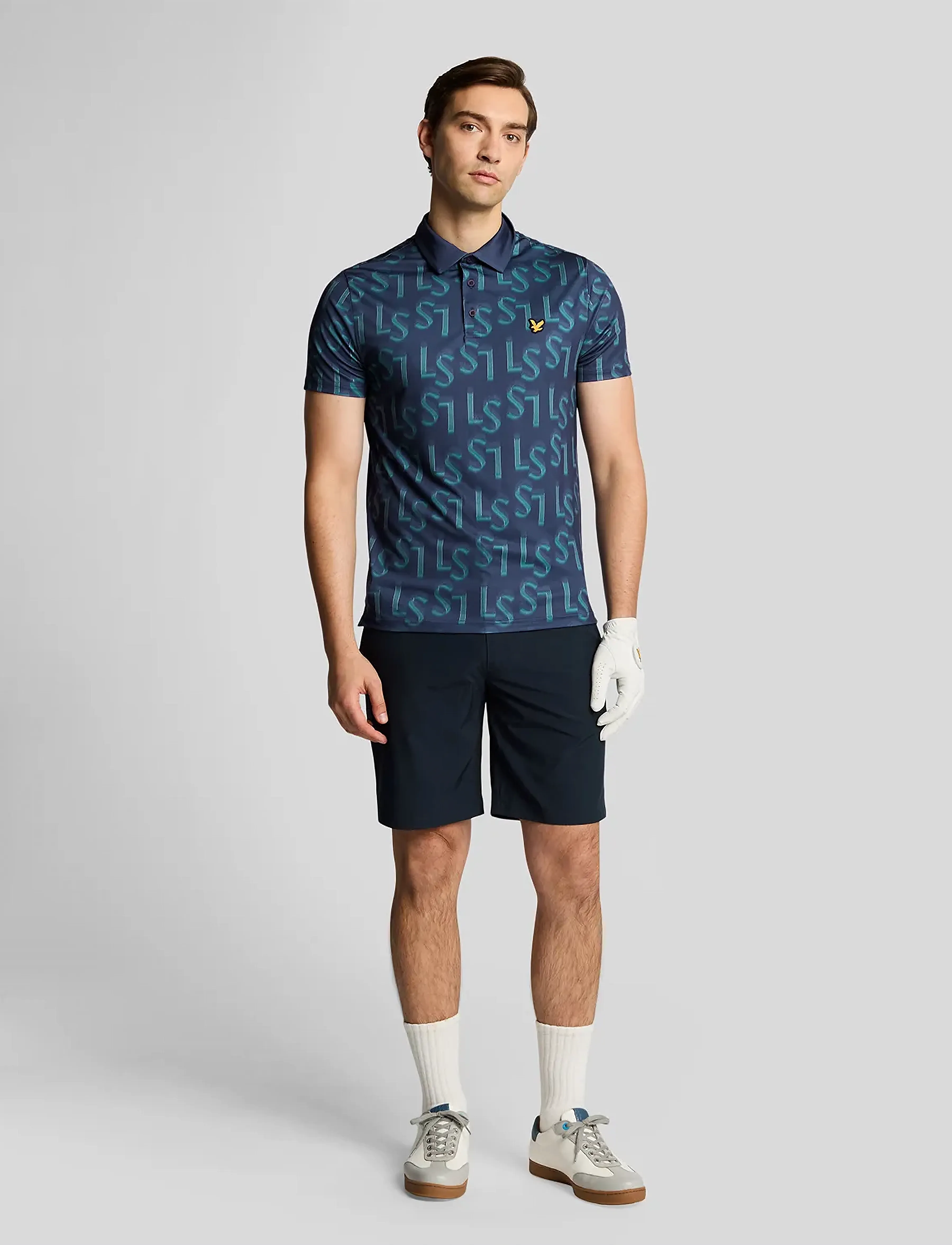 Lyle & Scott Sport - LS Monogram Printed Polo Shirt - pólóbolir - x526 ryder blue - 5
