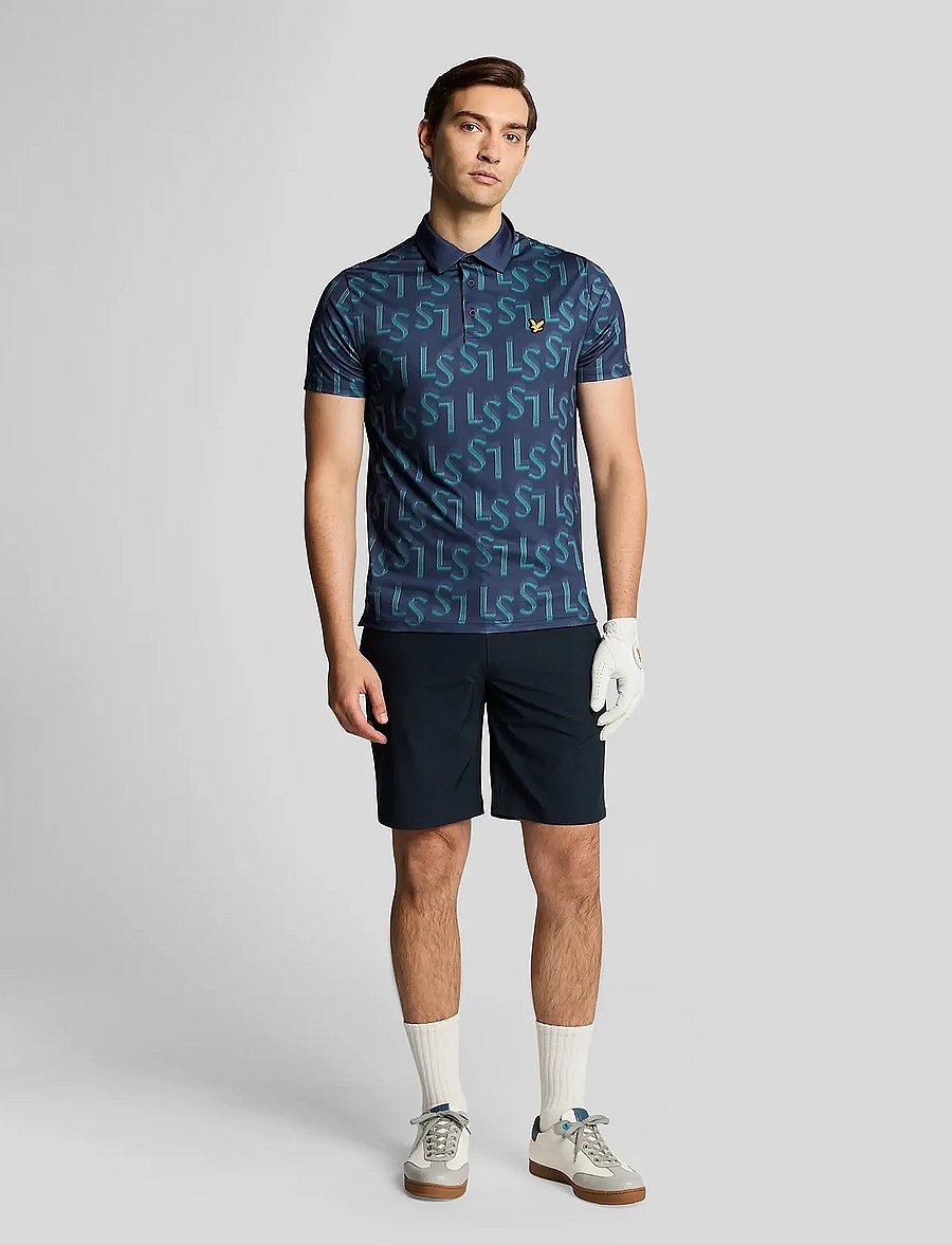 Lyle & Scott Sport - LS Monogram Printed Polo Shirt - poloshirts - x526 ryder blue - 5