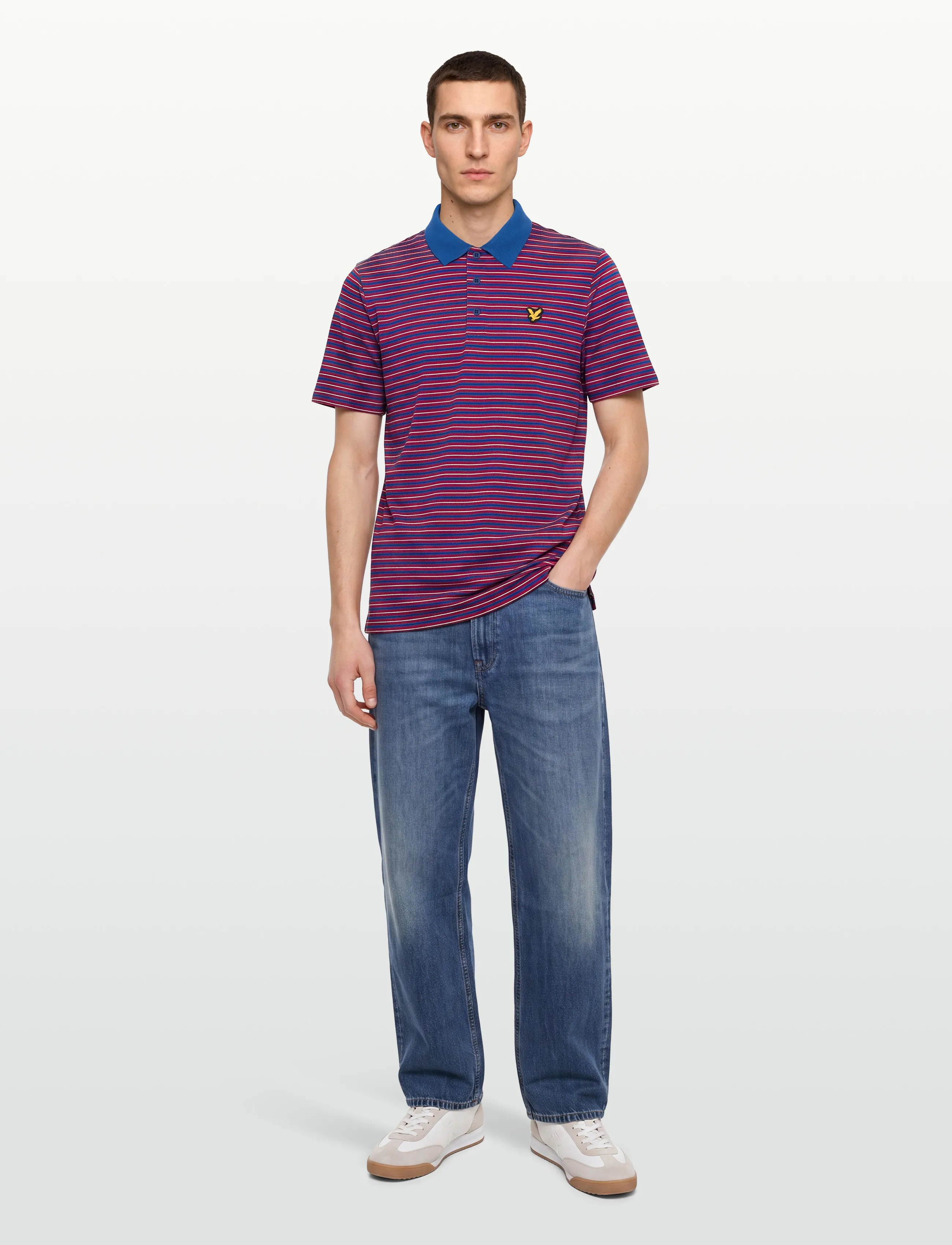 Lyle & Scott Sport - Golf Striped Polo - polos - plum / white - 0