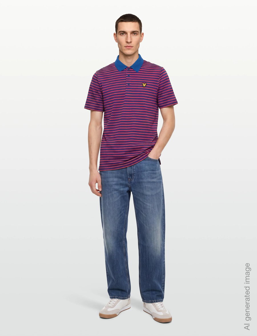 Lyle & Scott Sport - Golf Striped Polo - toppar & t-shirts - plum / white - 0