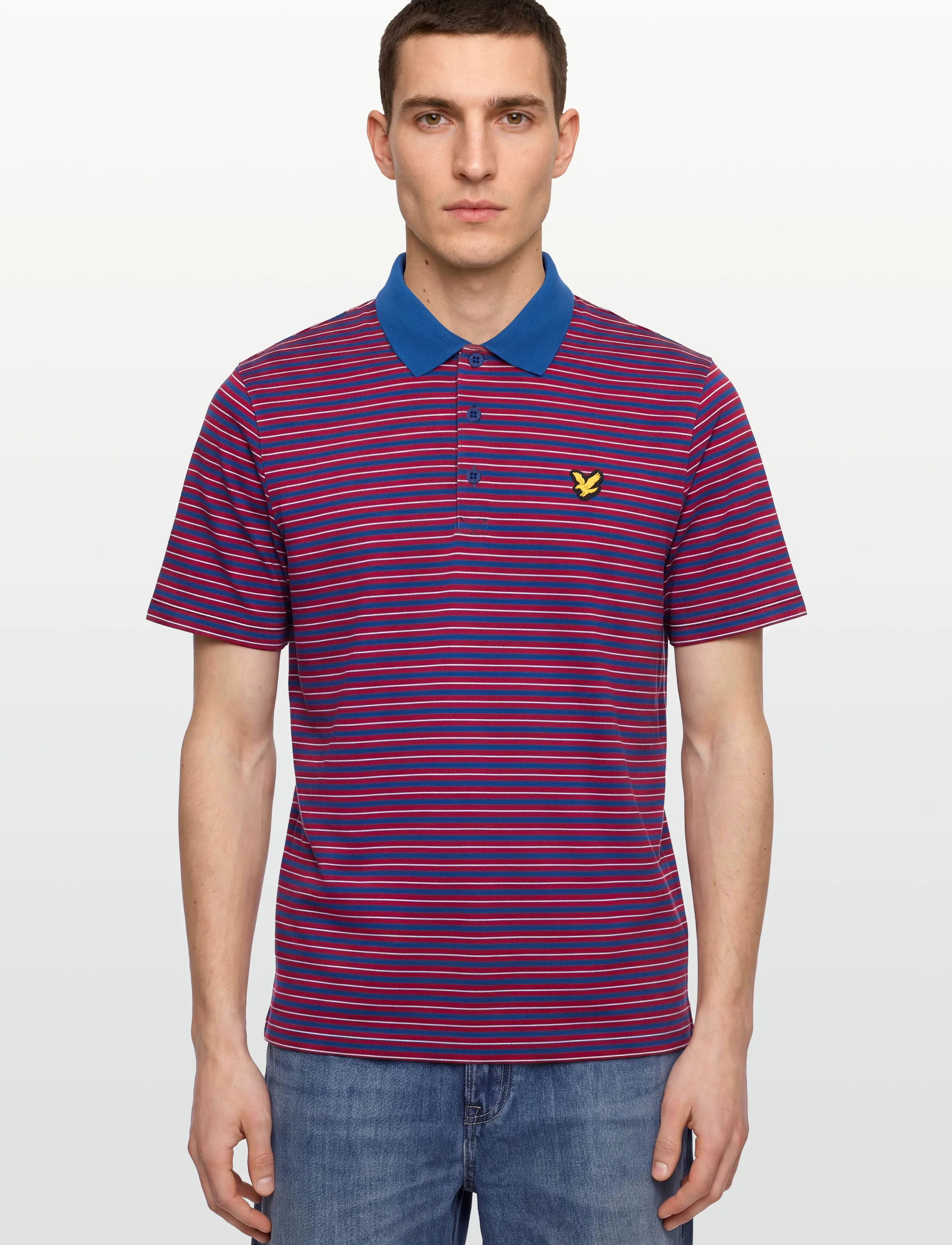 Lyle & Scott Sport - Golf Striped Polo - polos - plum / white - 3