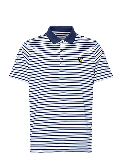 Lyle & Scott Sport Golf Striped Polo - Polos - Y190 WHITE / AQUAMARINE / navy