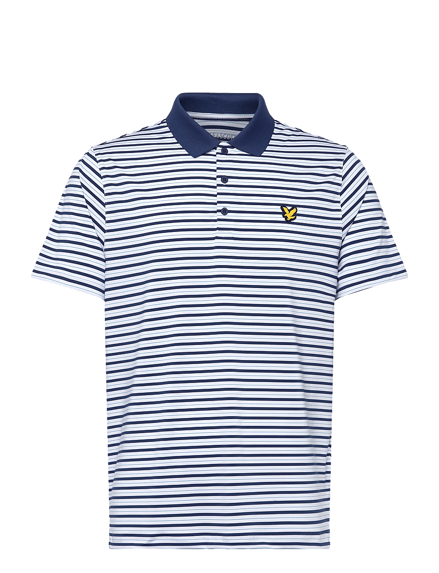 Lyle & Scott Sport - Golf Striped Polo - toppe & t-shirts - y190 white / aquamarine - 0