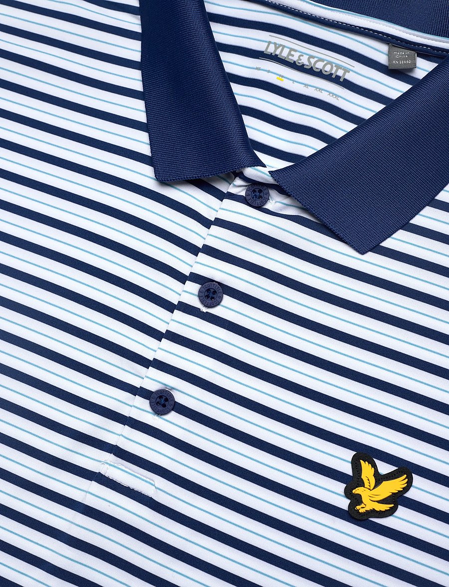 Lyle & Scott Sport - Golf Striped Polo - toppe & t-shirts - y190 white / aquamarine - 2