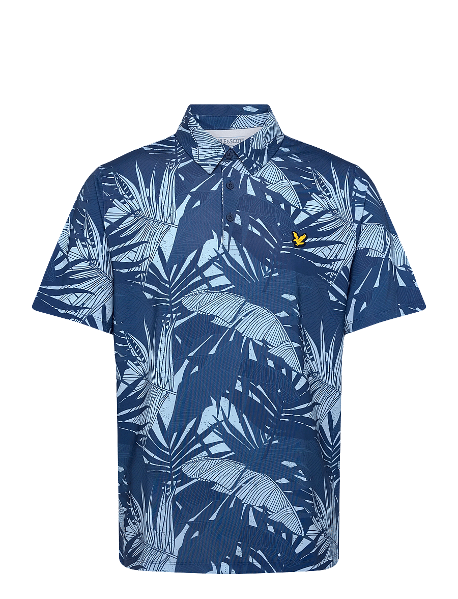 Lyle & Scott Sport - Golf Leaf Print Polo - polos - x856 navy peony - 0