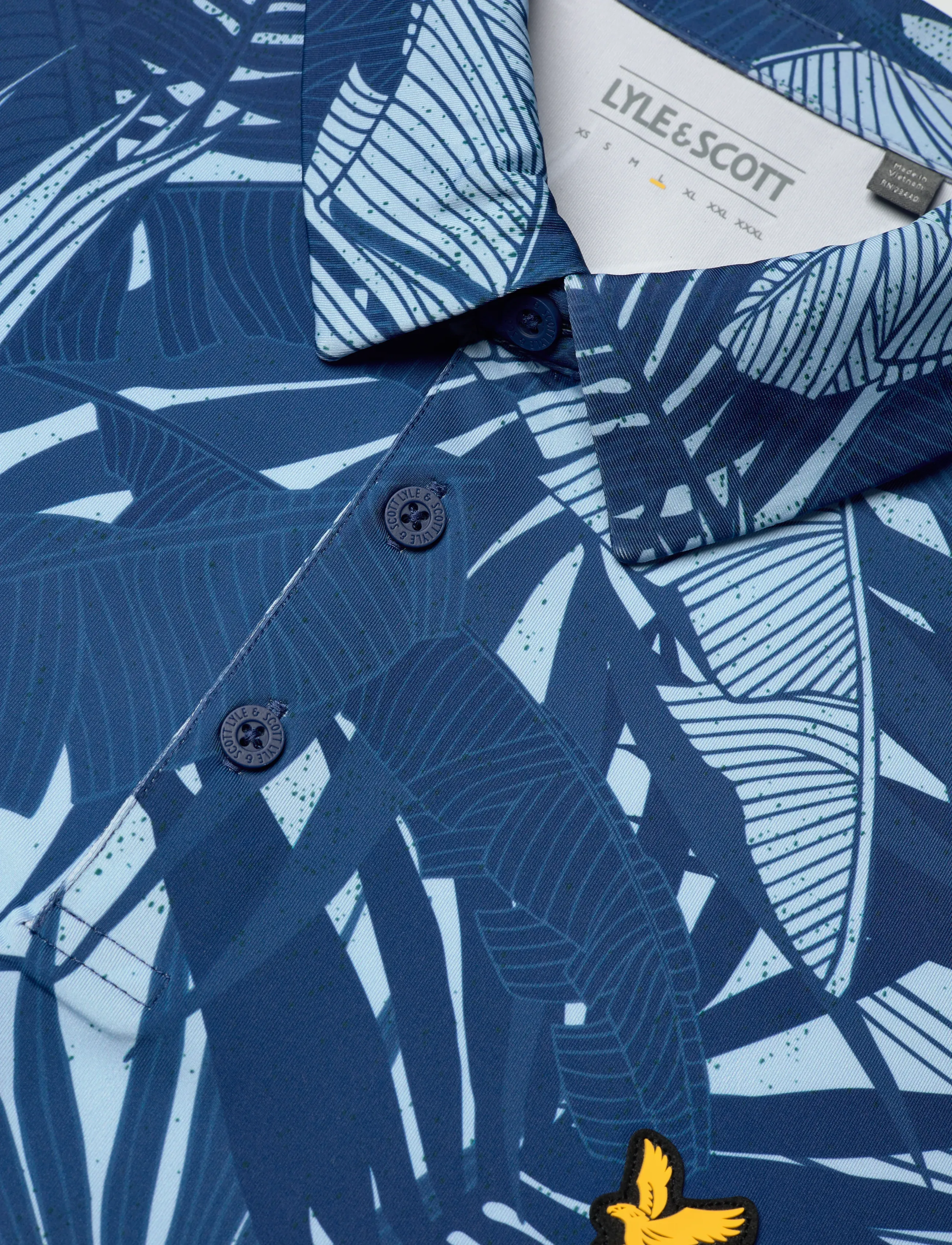 Lyle & Scott Sport - Golf Leaf Print Polo - kortærmede poloer - x856 navy peony - 2