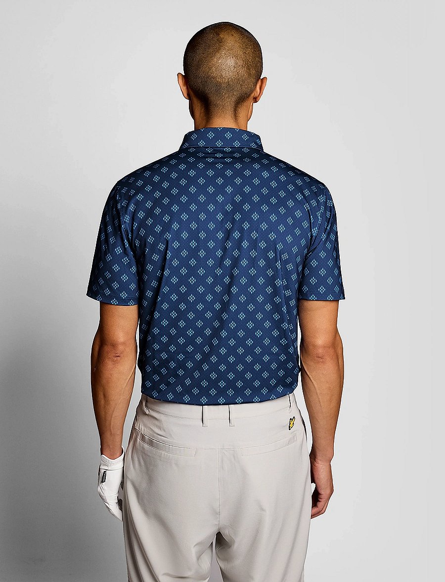 Lyle & Scott Sport - Golf Argyle Print Polo - oberteile & t-shirts - x856 navy peony - 3