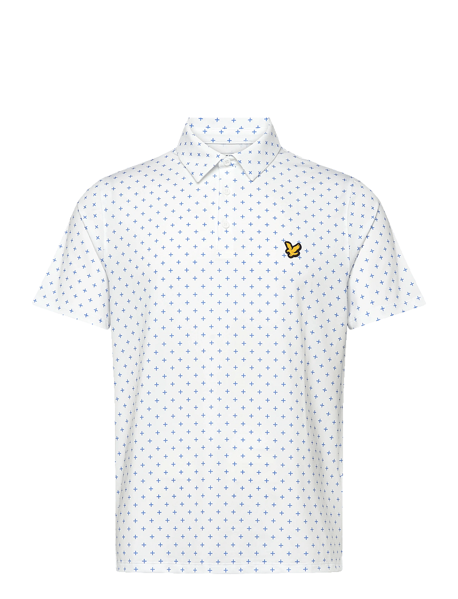 Lyle & Scott Sport - Golf Cross Print Polo - toppar & t-shirts - 626 white - 1
