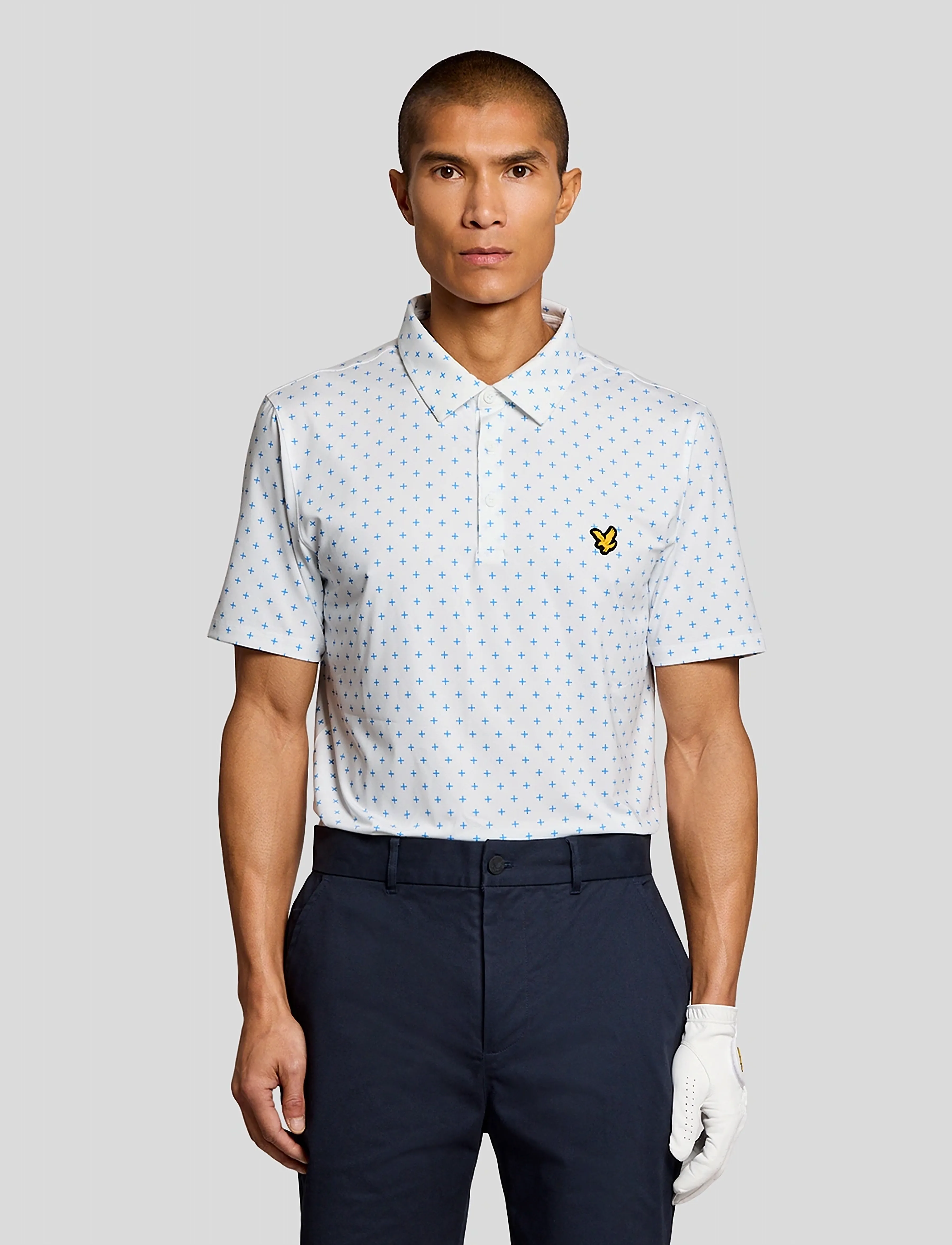 Lyle & Scott Sport Golf Cross Print Polo, XXL, White, Sport Polos > Sport Short-sleeved Polos, Herre