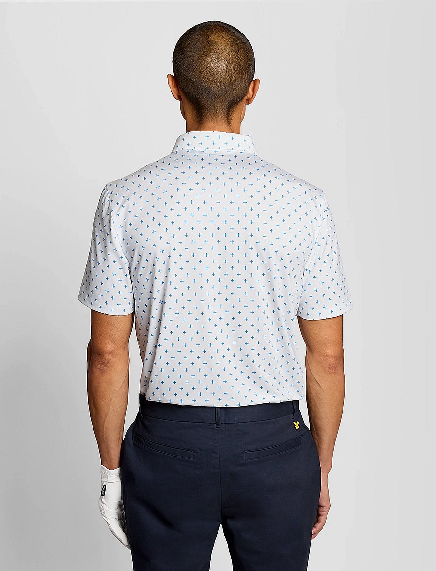 Lyle & Scott Sport - Golf Cross Print Polo - toppar & t-shirts - 626 white - 3