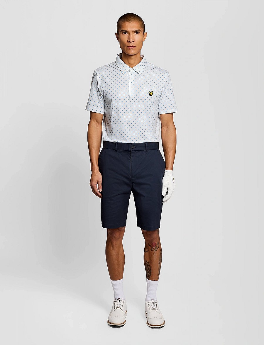 Lyle & Scott Sport - Golf Cross Print Polo - toppar & t-shirts - 626 white - 4