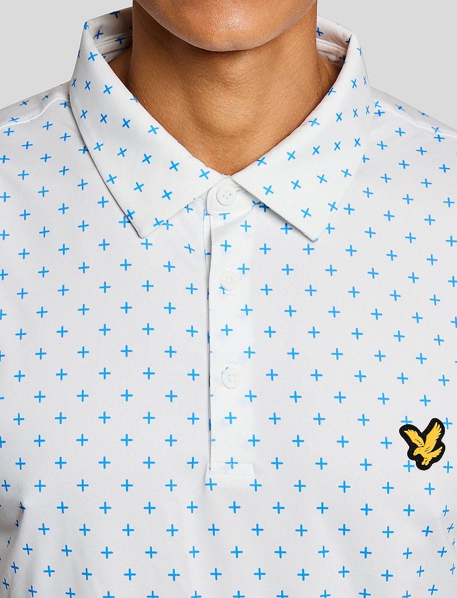 Lyle & Scott Sport - Golf Cross Print Polo - toppar & t-shirts - 626 white - 5