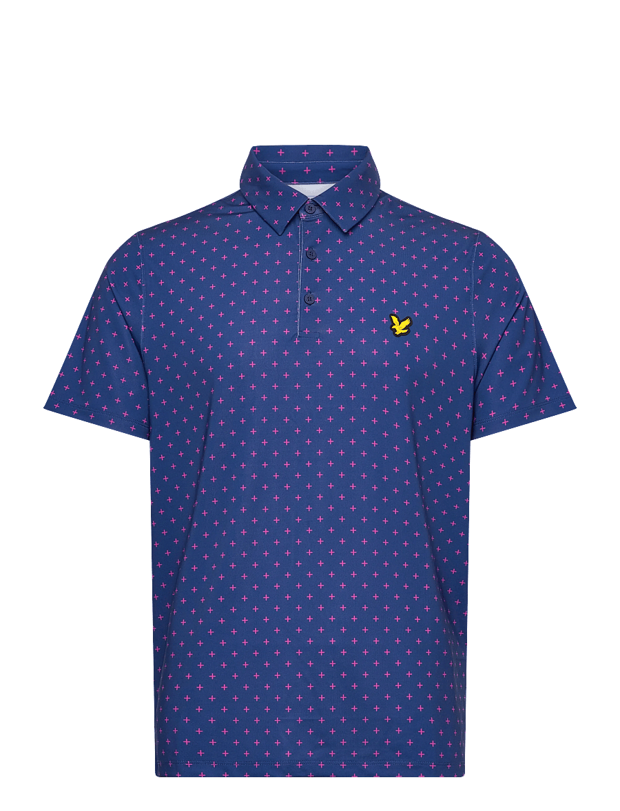 Lyle & Scott Sport - Golf Cross Print Polo - toppe & t-shirts - x856 navy peony - 1