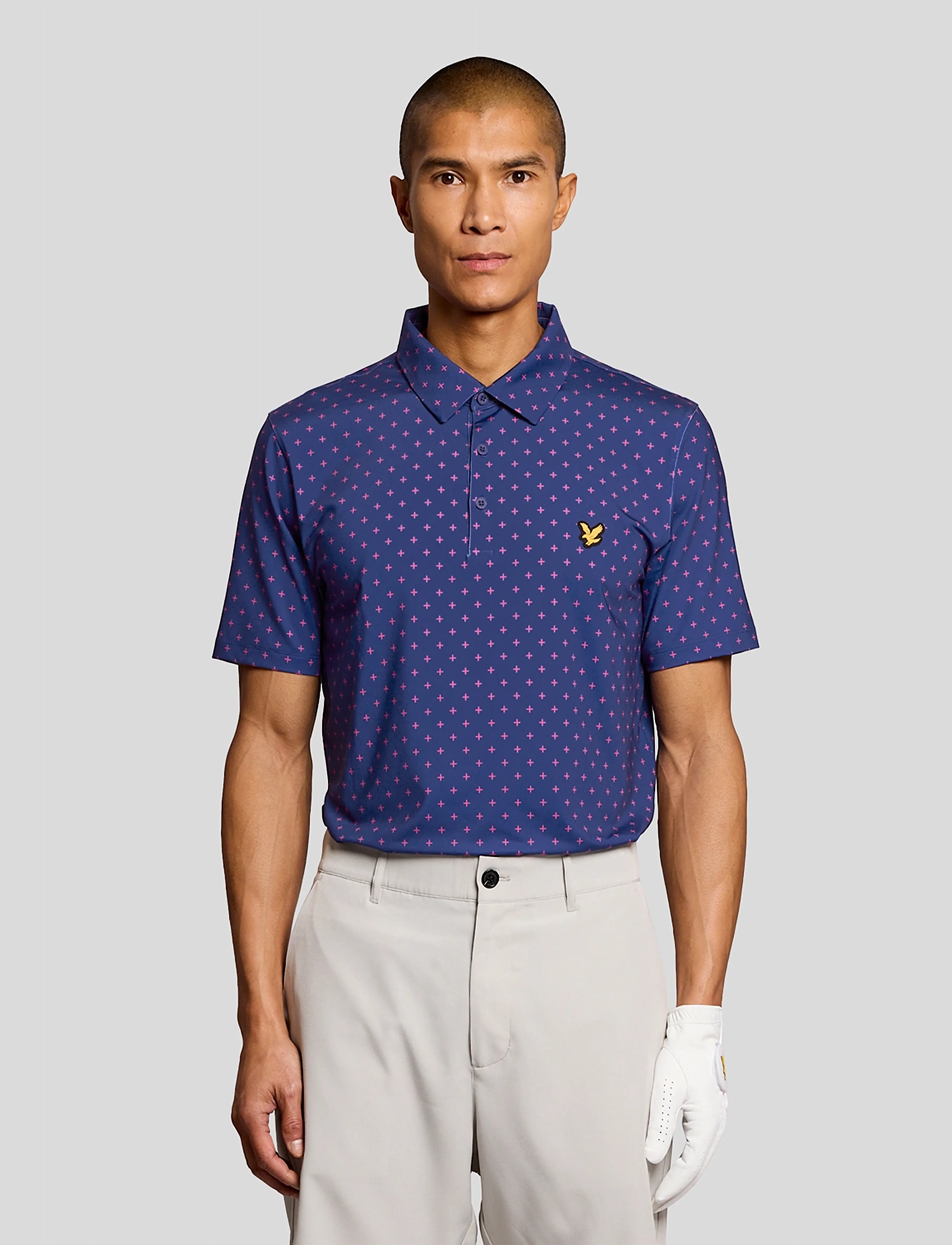 Lyle & Scott Sport Golf Cross Print Polo, Mænd, Print Polo, Navy, Str: S