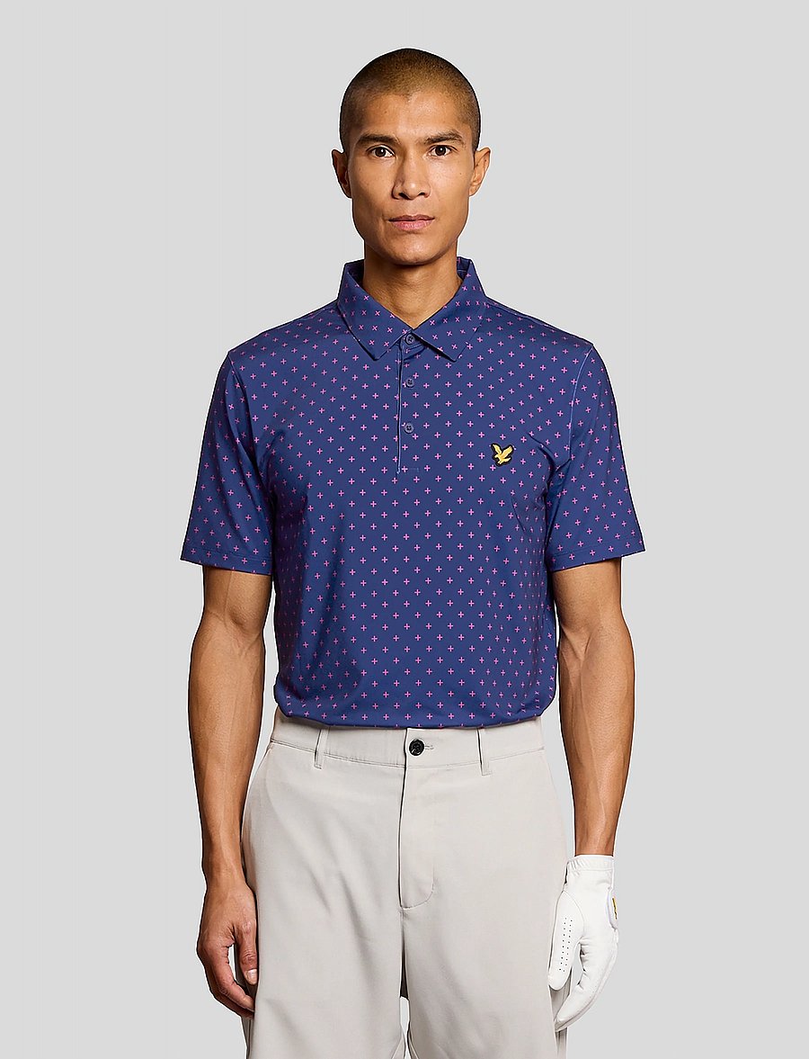 Lyle & Scott Sport - Golf Cross Print Polo - toppe & t-shirts - x856 navy peony - 0