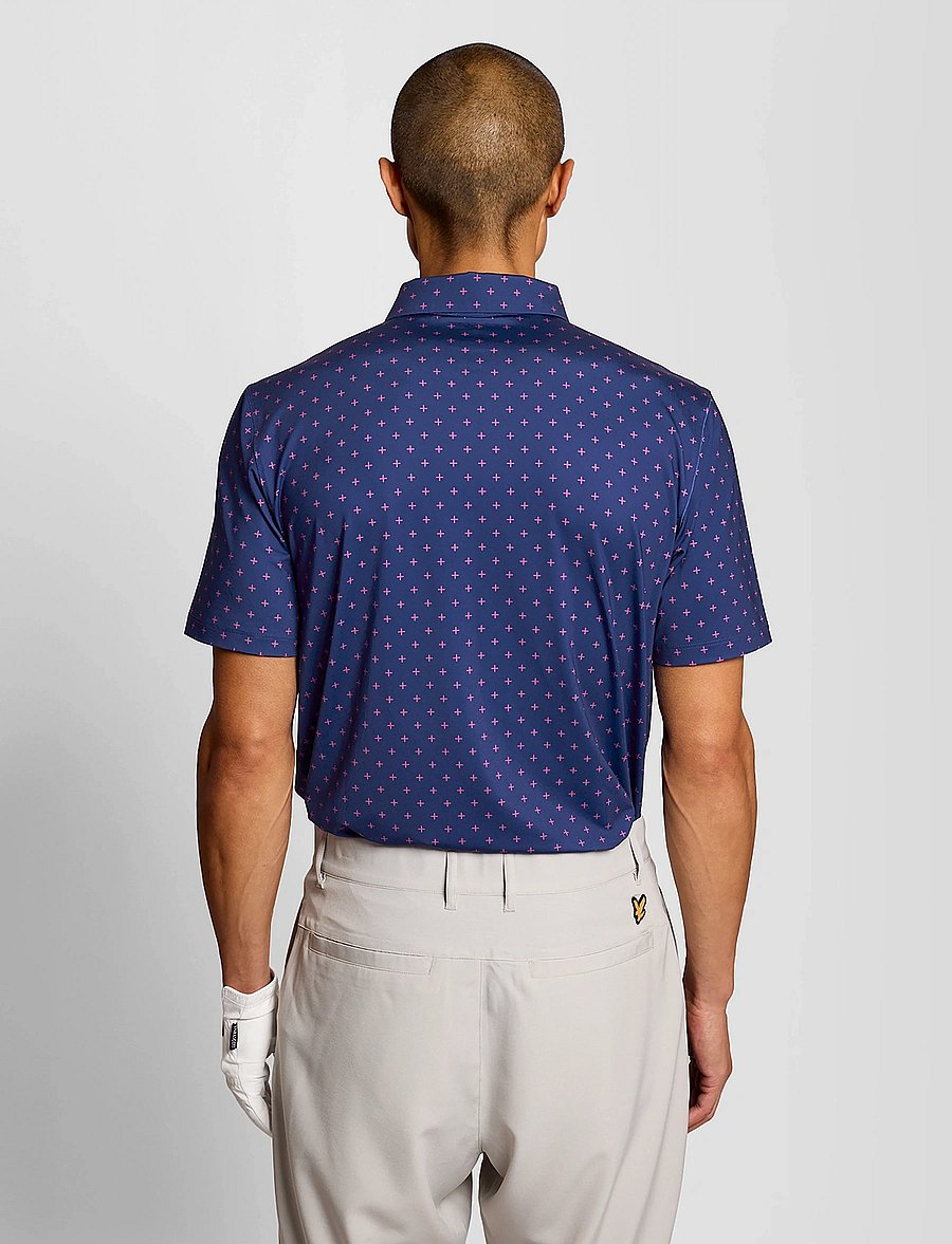 Lyle & Scott Sport - Golf Cross Print Polo - toppe & t-shirts - x856 navy peony - 3