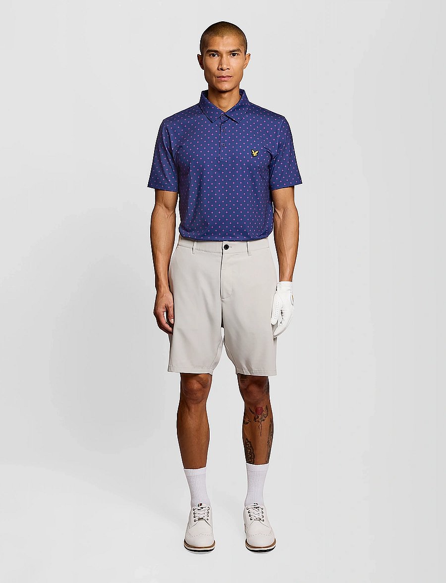 Lyle & Scott Sport - Golf Cross Print Polo - toppe & t-shirts - x856 navy peony - 4