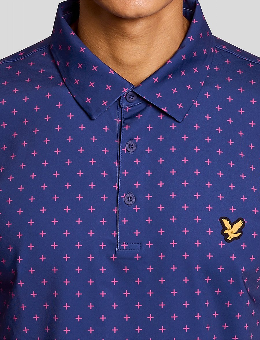 Lyle & Scott Sport - Golf Cross Print Polo - toppe & t-shirts - x856 navy peony - 5
