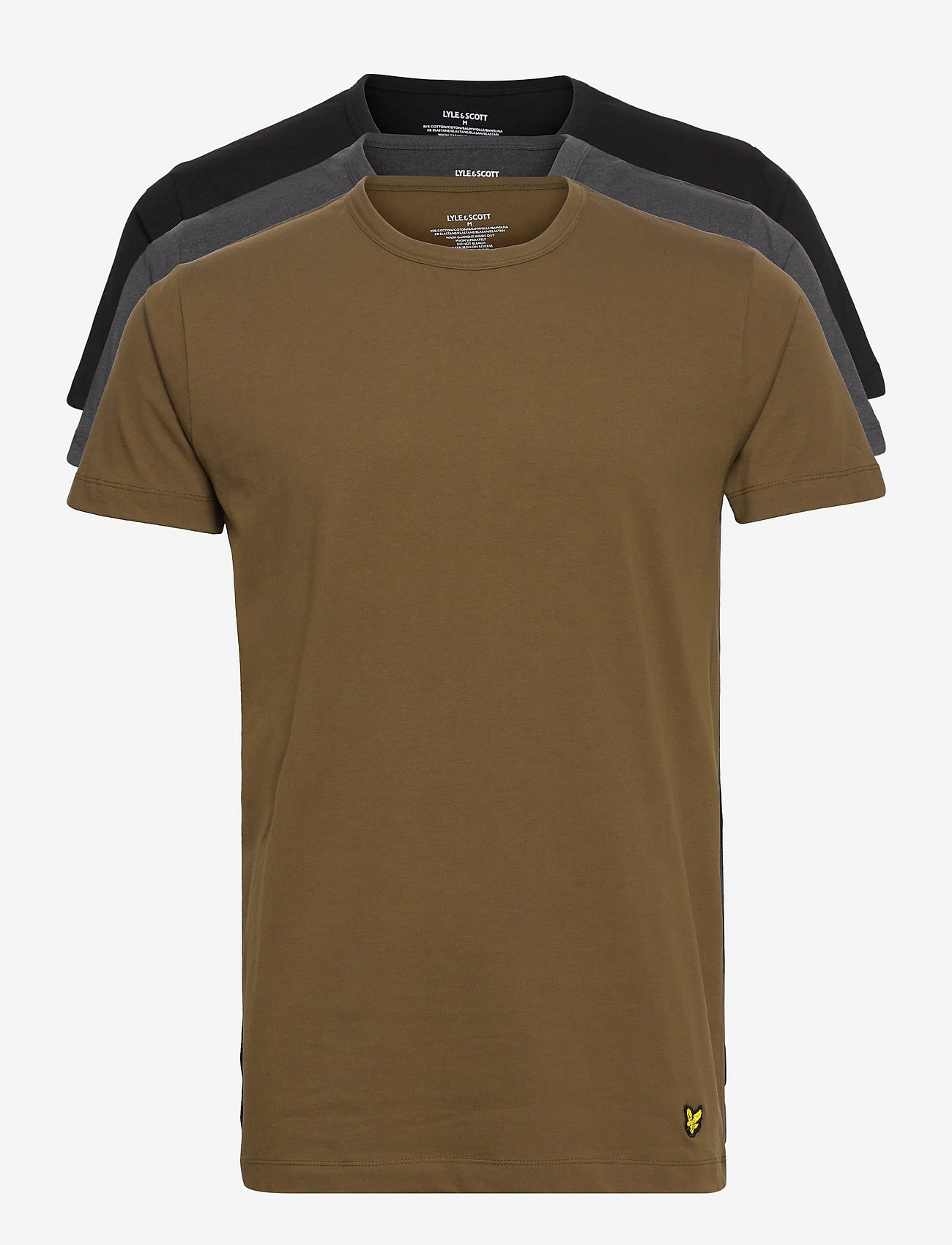 Lyle & Scott - MAXWELL - multipack t-shirts - dark olive/dark grey marl/black - 0