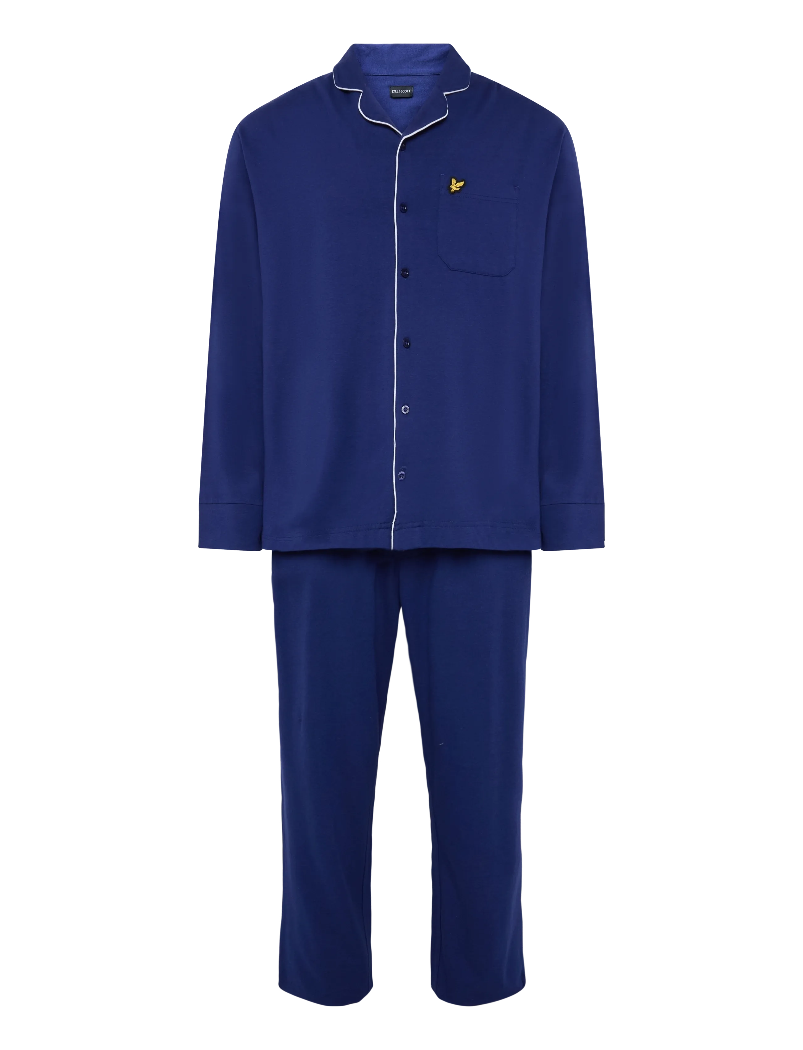 Lyle & Scott BELLINGHAM - Bas de pyjama - BRIGHT WHITE/DEACON BLUE / navy