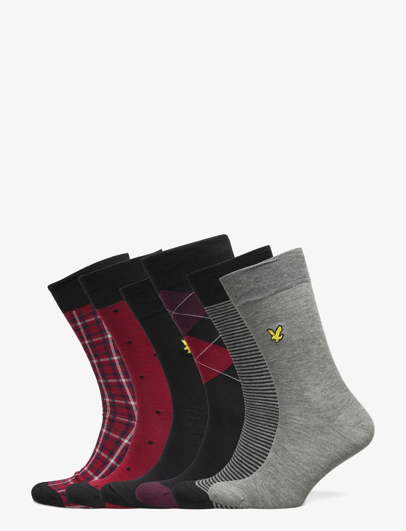 Lyle & Scott - ZANDER - regular socks - stripe/black/check/grey marl/argyle/polka dot - 0