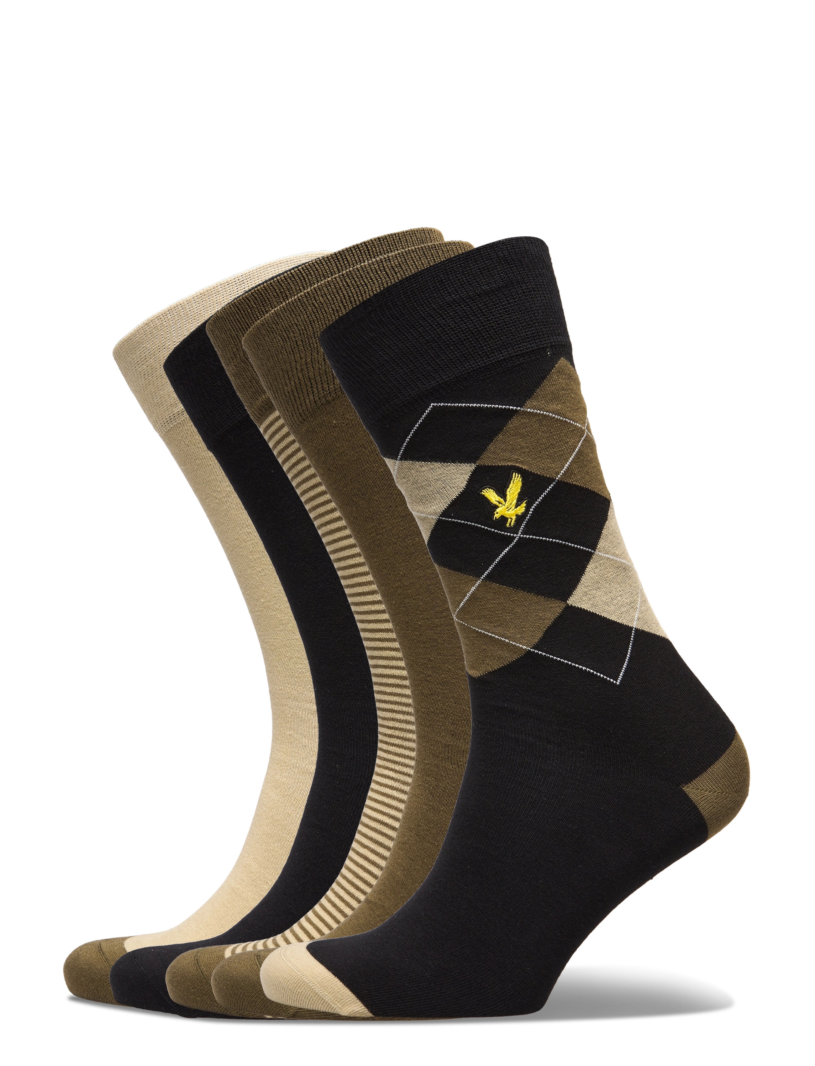 Lyle & Scott - HAROLD - argyle/ dark olive/ stripe/ black/ pale olive green - 0