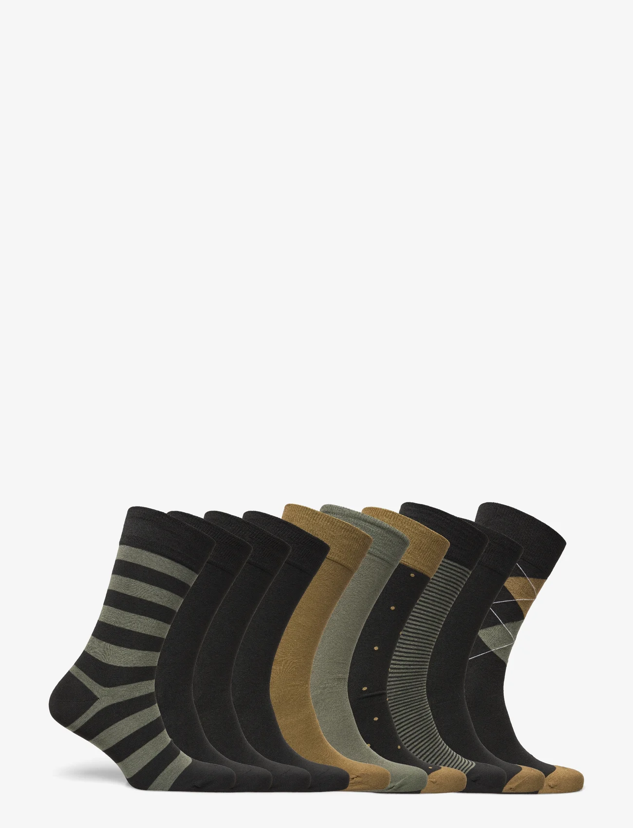 Lyle & Scott - TREVOR - crew sokken - black/polka dot/dried herb/stripe/black/black/beetle/black/argyle/stripe - 1