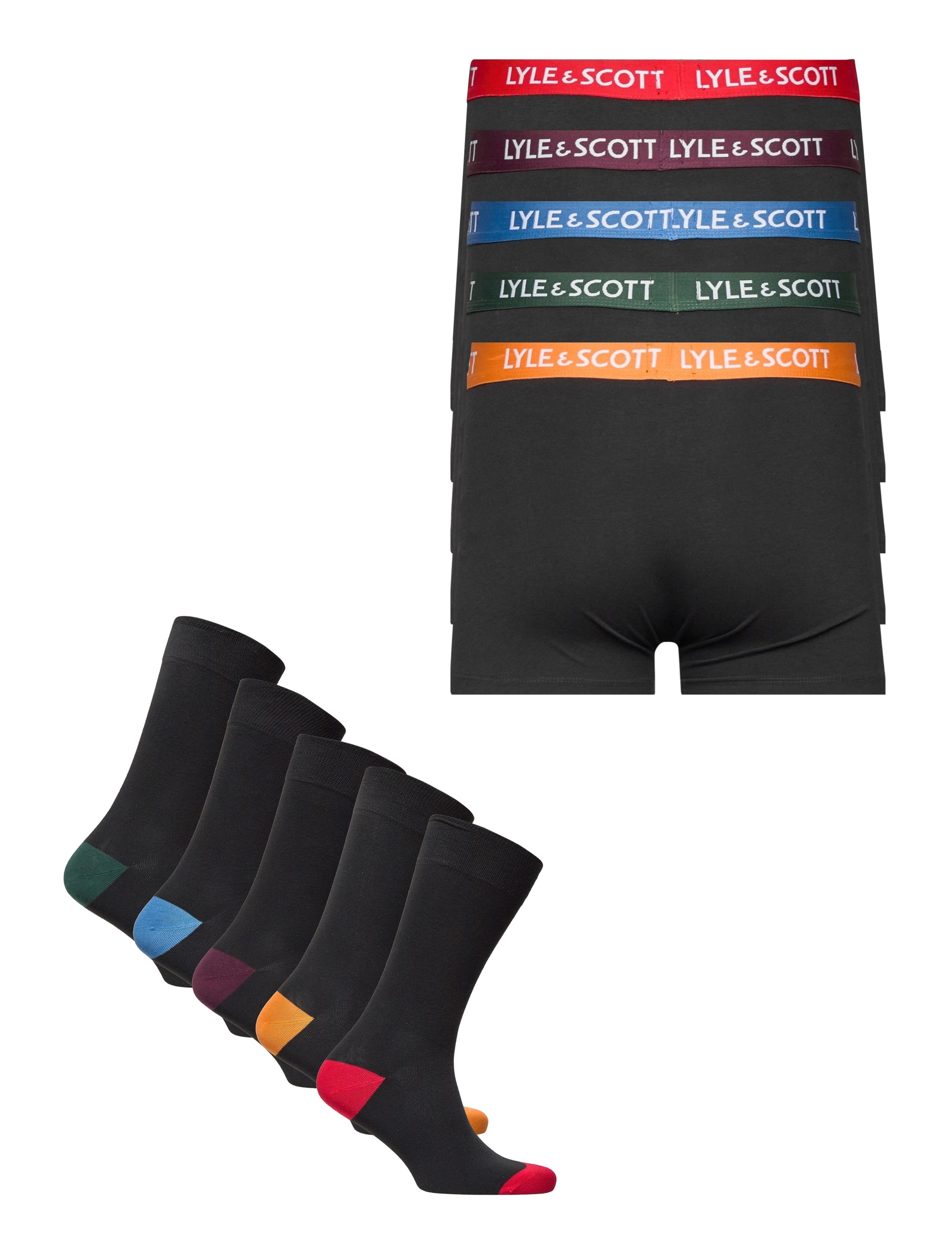 Lyle & Scott - BOOKER 5 PACK TRUNKS + 5 PACK SOCKS - black - 2