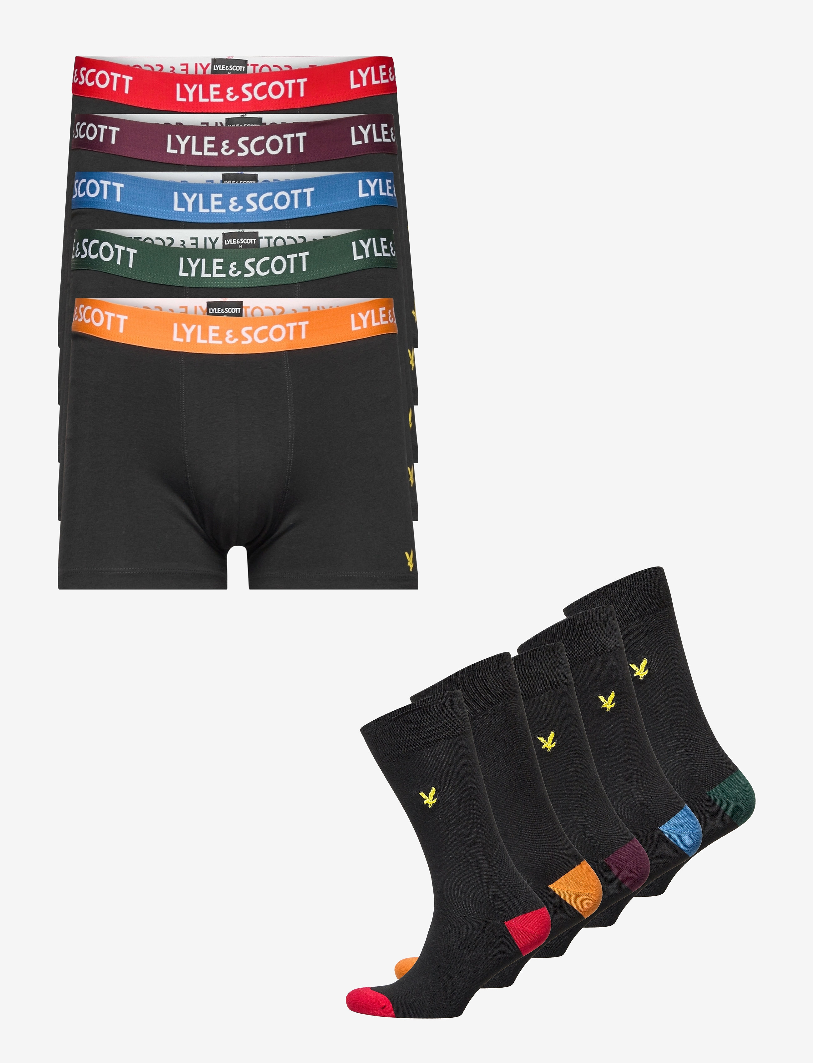 Lyle & Scott - BOOKER 5 PACK TRUNKS + 5 PACK SOCKS - black - 1