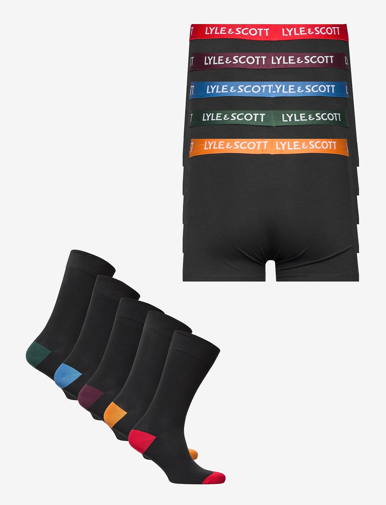 Lyle & Scott - BOOKER 5 PACK TRUNKS + 5 PACK SOCKS - black - 3
