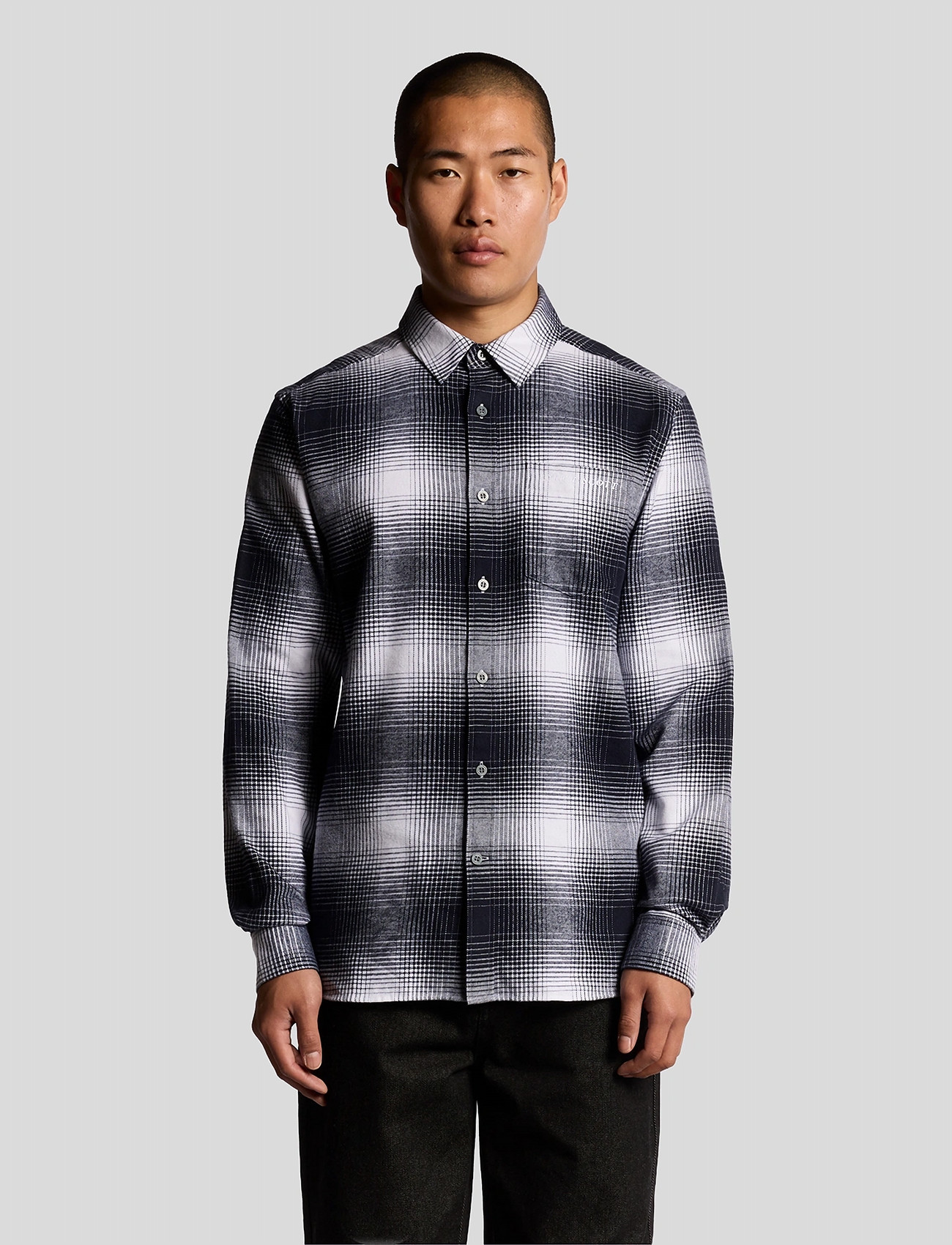 Lyle & Scott Ombre Check Flannel Shirt - Grey - S 2
