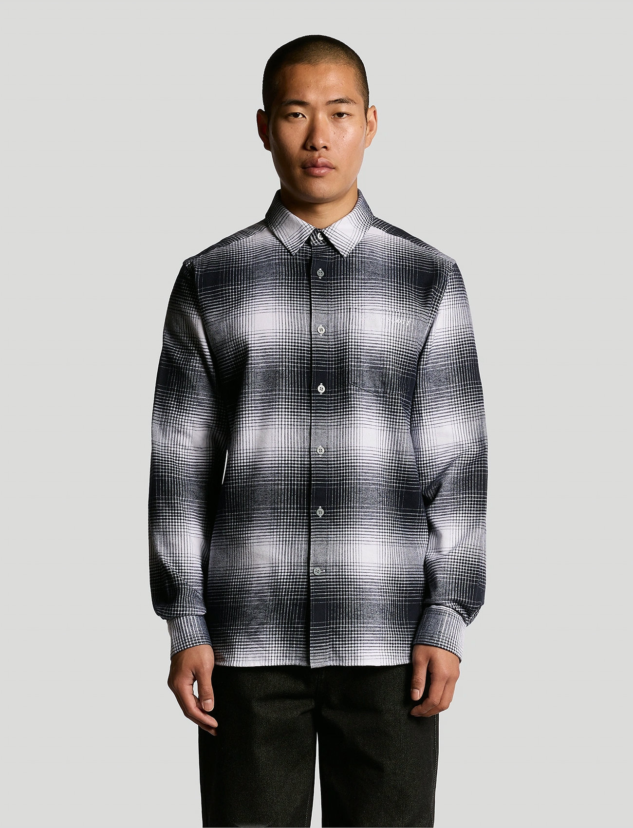 Lyle & Scott Ombre Check Flannel Shirt - Grey - S 1