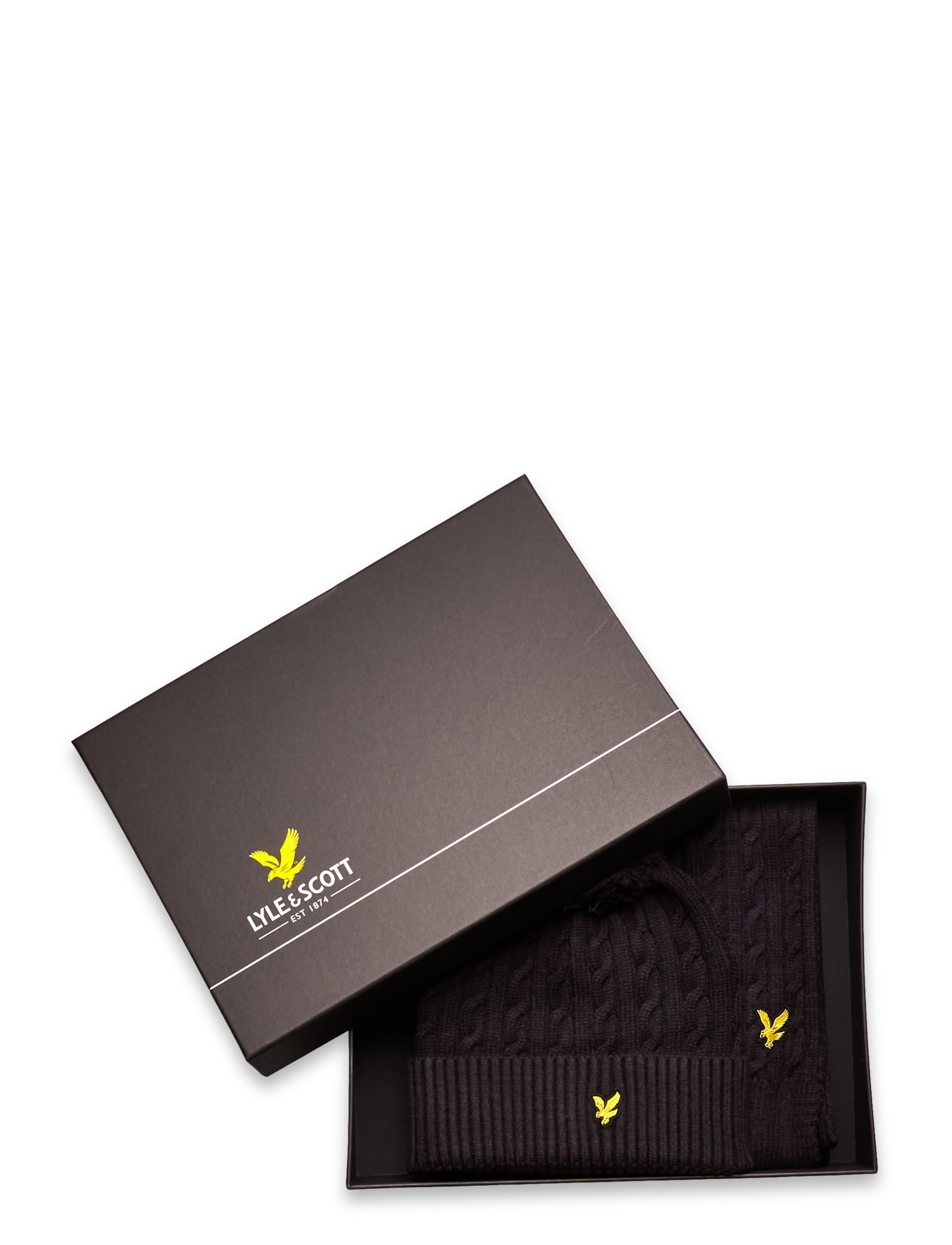 Cable Beanie and Scarf Set - Z865 JET BLACK