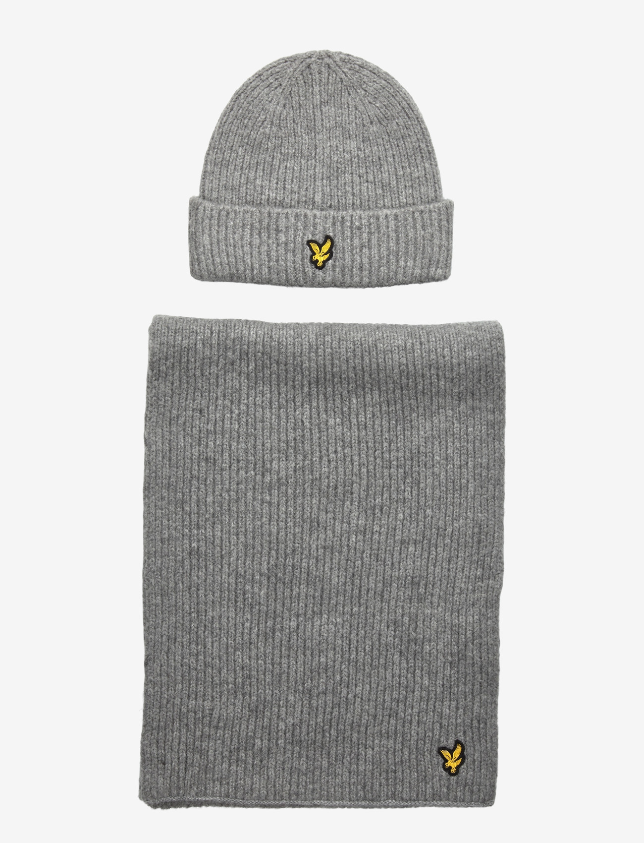Lyle & Scott - Brushed Scarf and Beanie Set - winterschals - d24 light grey marl - 0