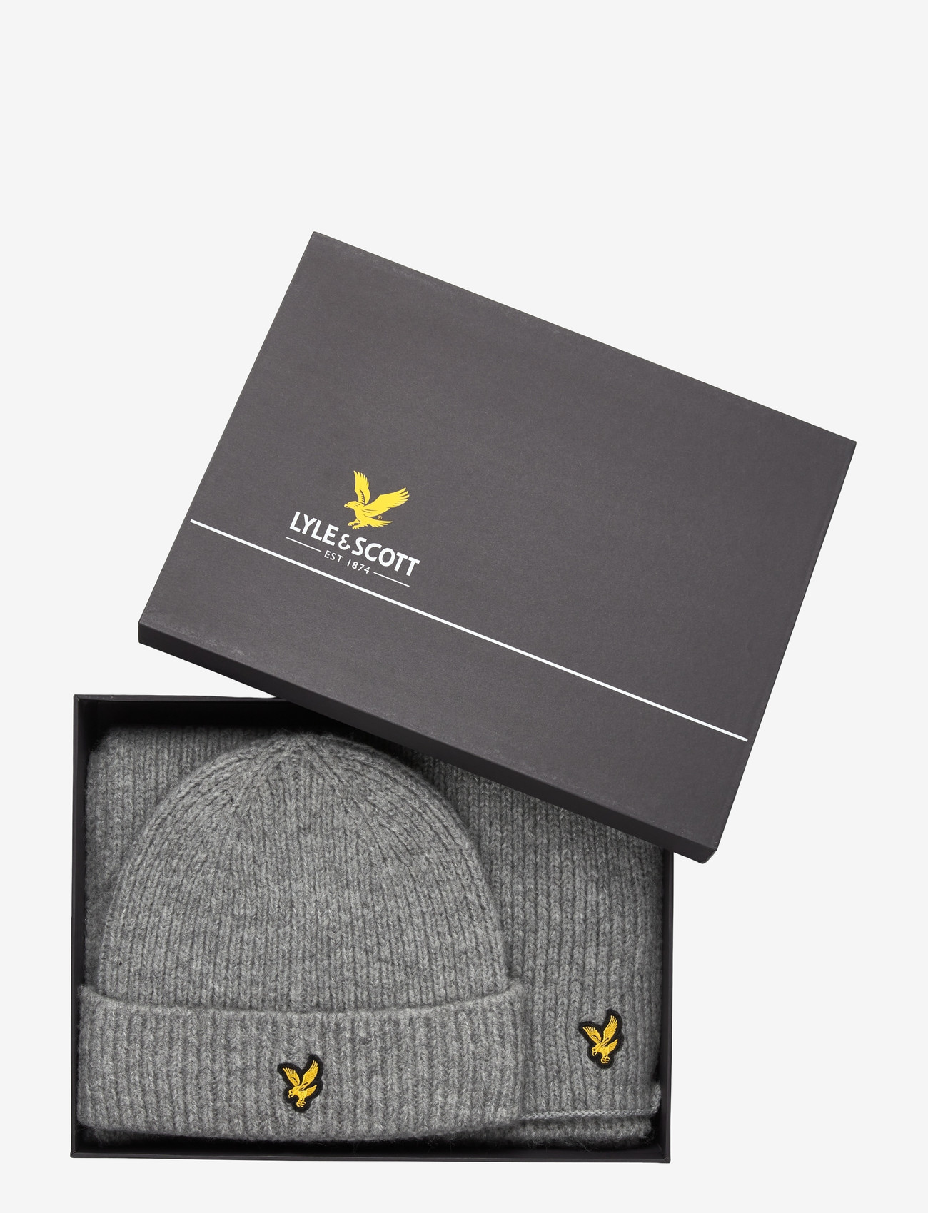 Lyle & Scott - Brushed Scarf and Beanie Set - winterschals - d24 light grey marl - 3