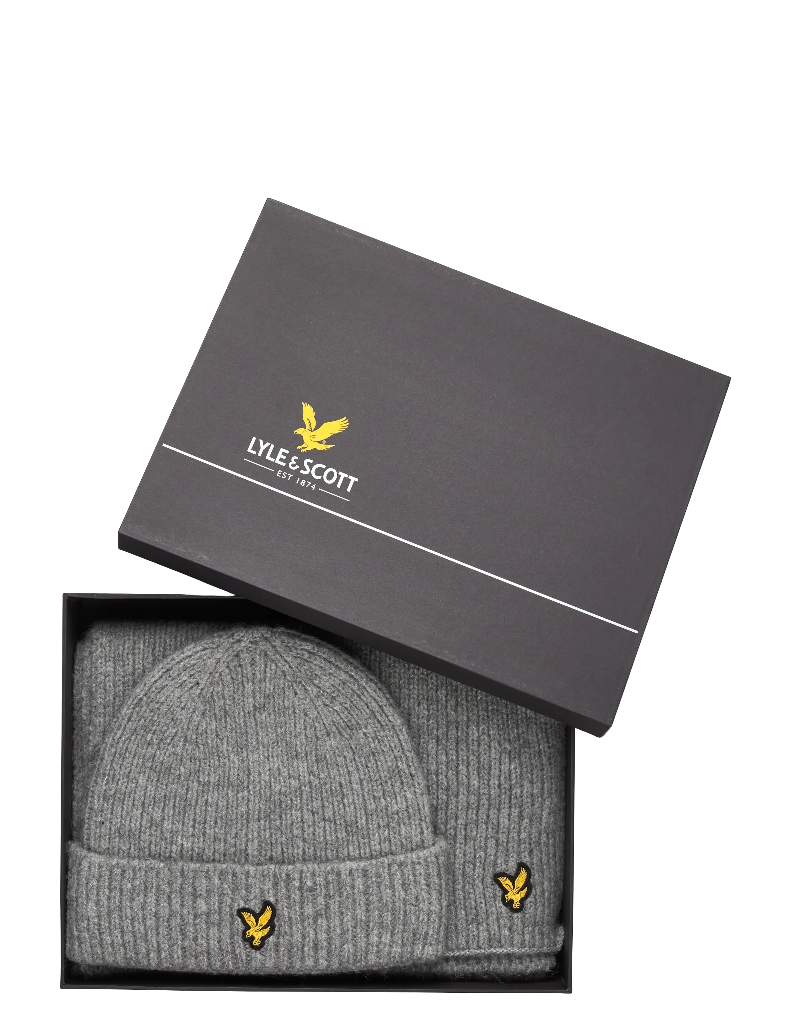 Lyle & Scott - Brushed Scarf and Beanie Set - accessories - d24 light grey marl - 3