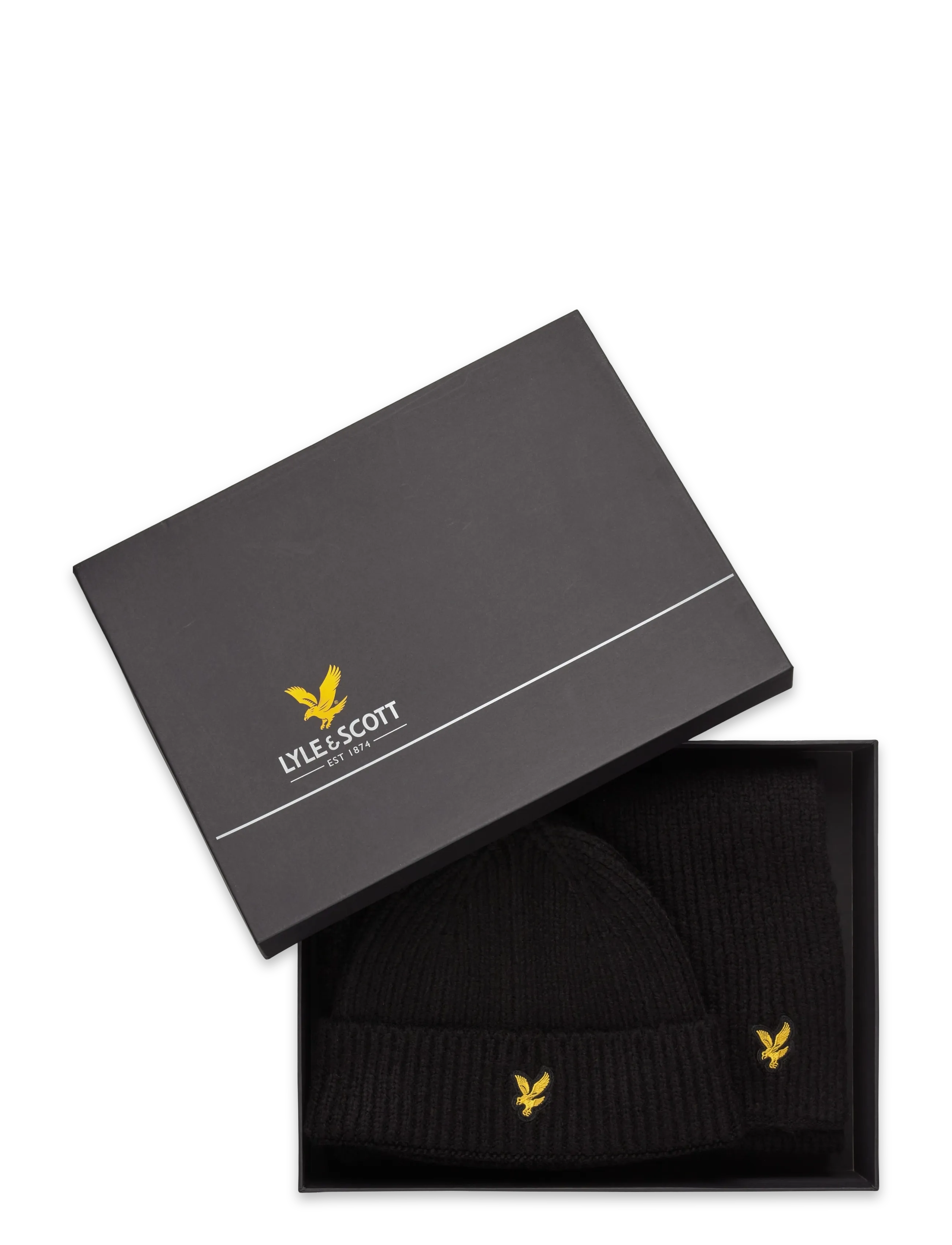 Lyle & Scott - Brushed Scarf and Beanie Set - halstørklæder - z865 jet black - 3