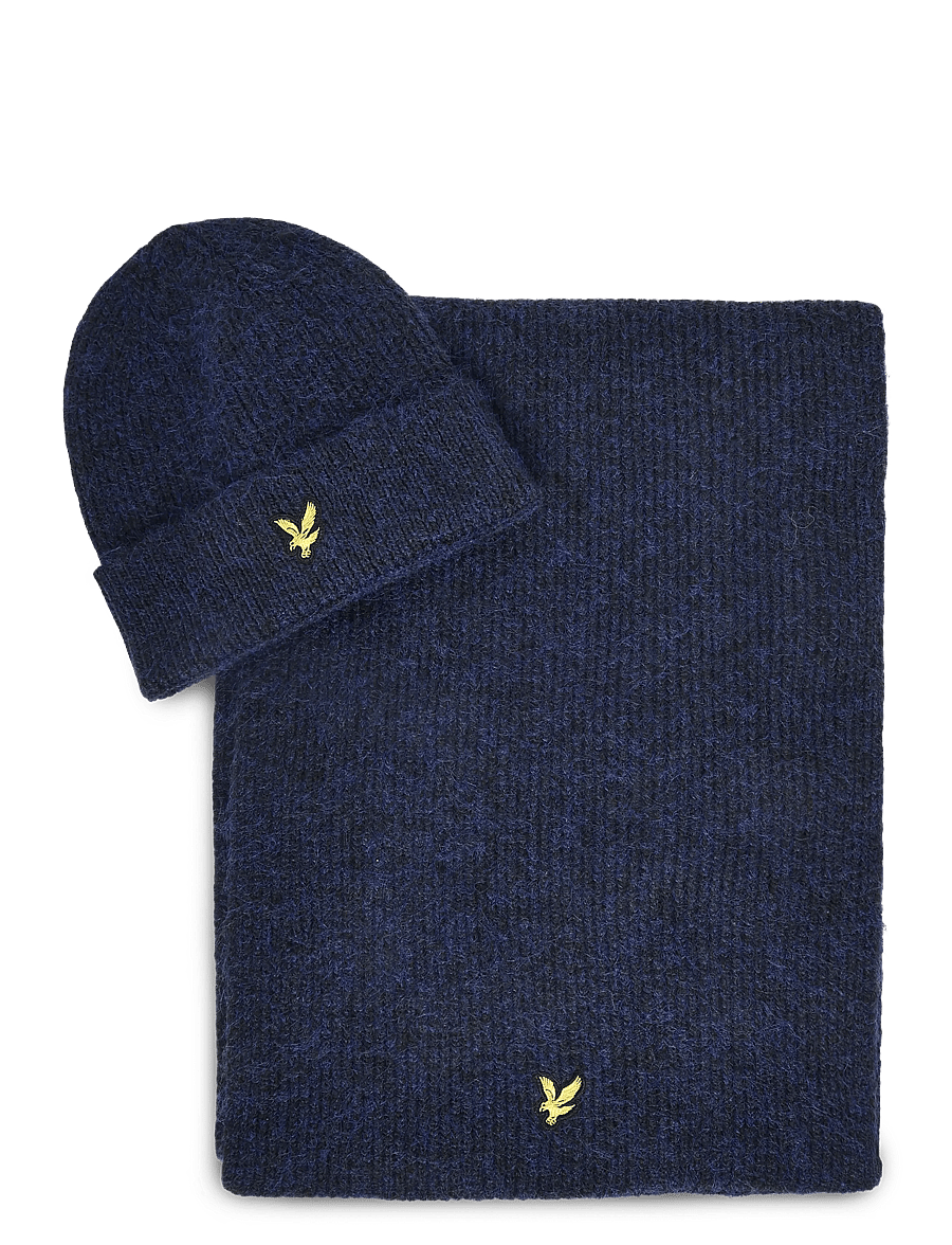 Lyle & Scott - Brushed Scarf and Beanie Set - winterschals - dark navy - 3